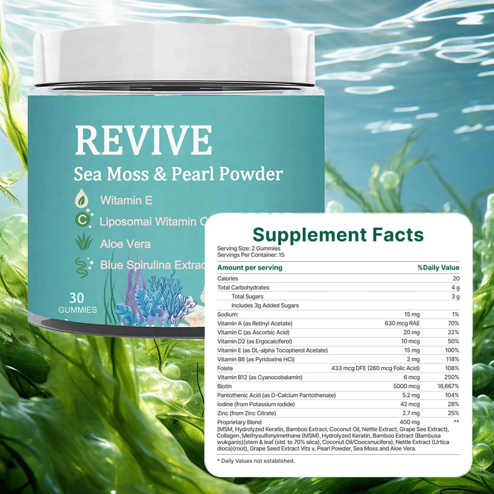 Giamau Revive Hair Gummies, Sea Moss Gummies, Natural Nutrient Blend for Hair Health Support – Gluten-Free, No Harsh Chemicals, 60 Gummies (1) GiamauAu supplements