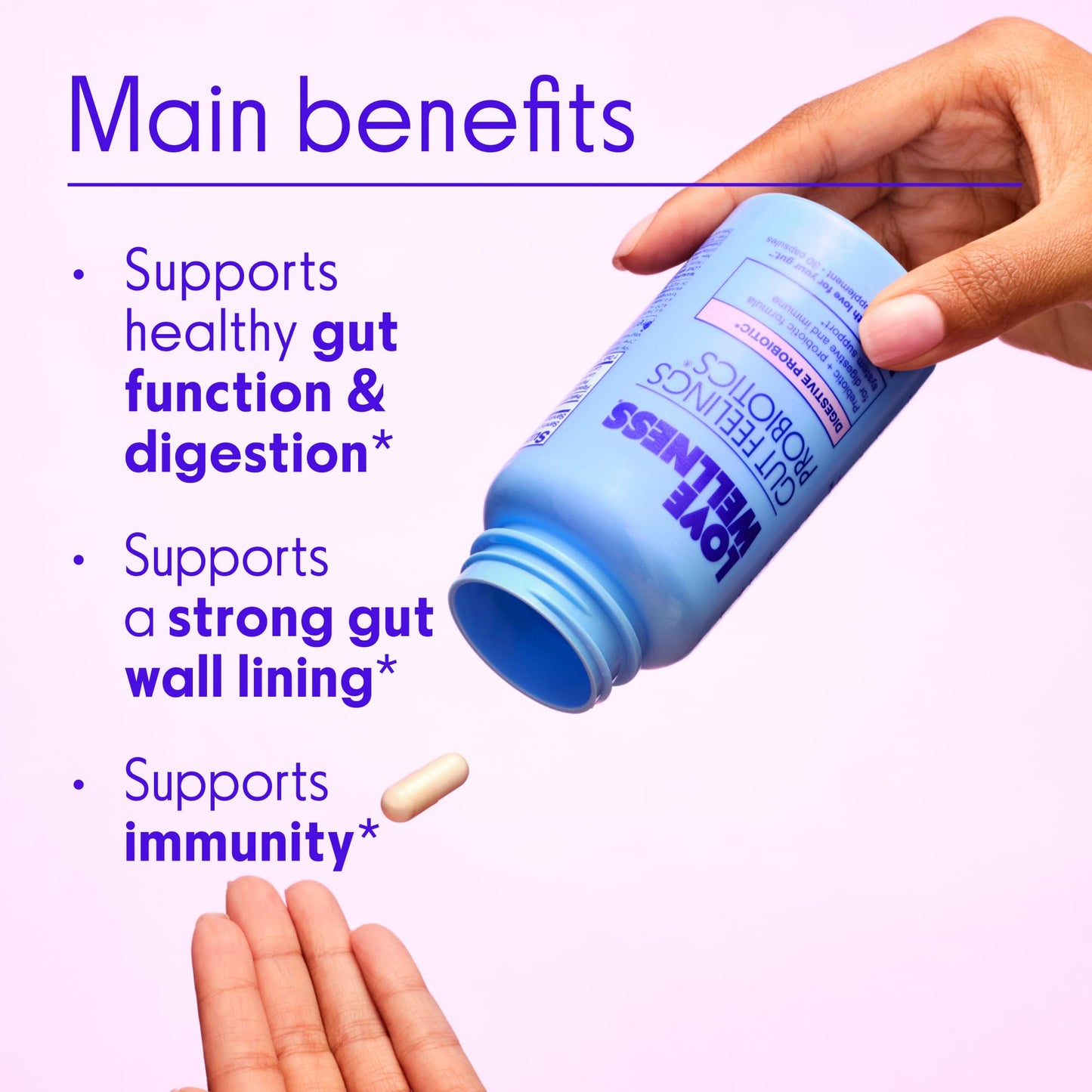 Love Wellness Gut Feelings Probiotic | Gut Health for Women, Digestion Relief & Immune Support Supplement | Womens Probiotic for Gas Relief | 3 Billion CFU | Safe Prebiotic and Postbiotic | 30 Count Love WellnessUS supplements