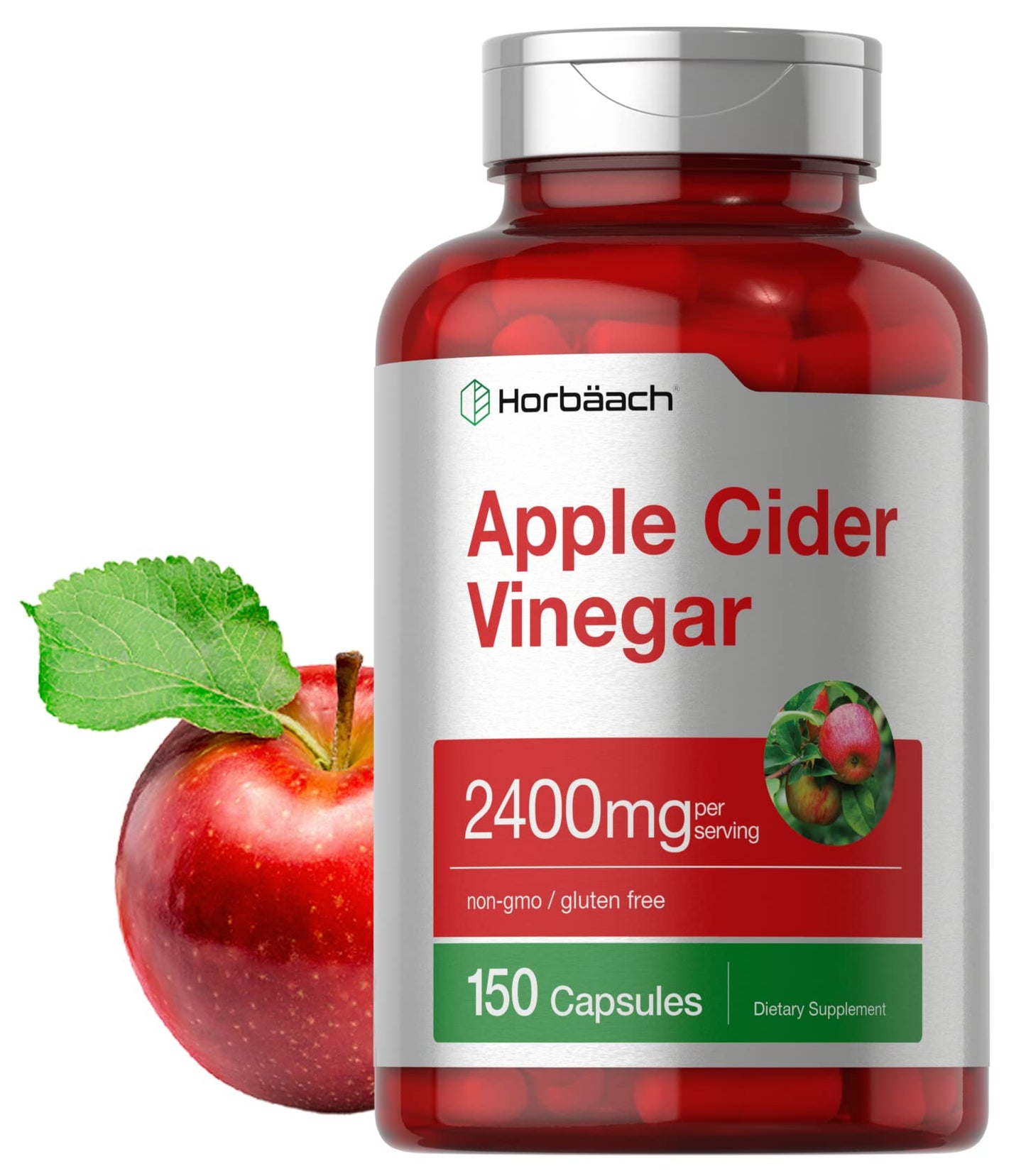 Apple Cider Vinegar Capsules | 2400mg | 150 Count | Non-GMO, Gluten HorbäachUS supplements