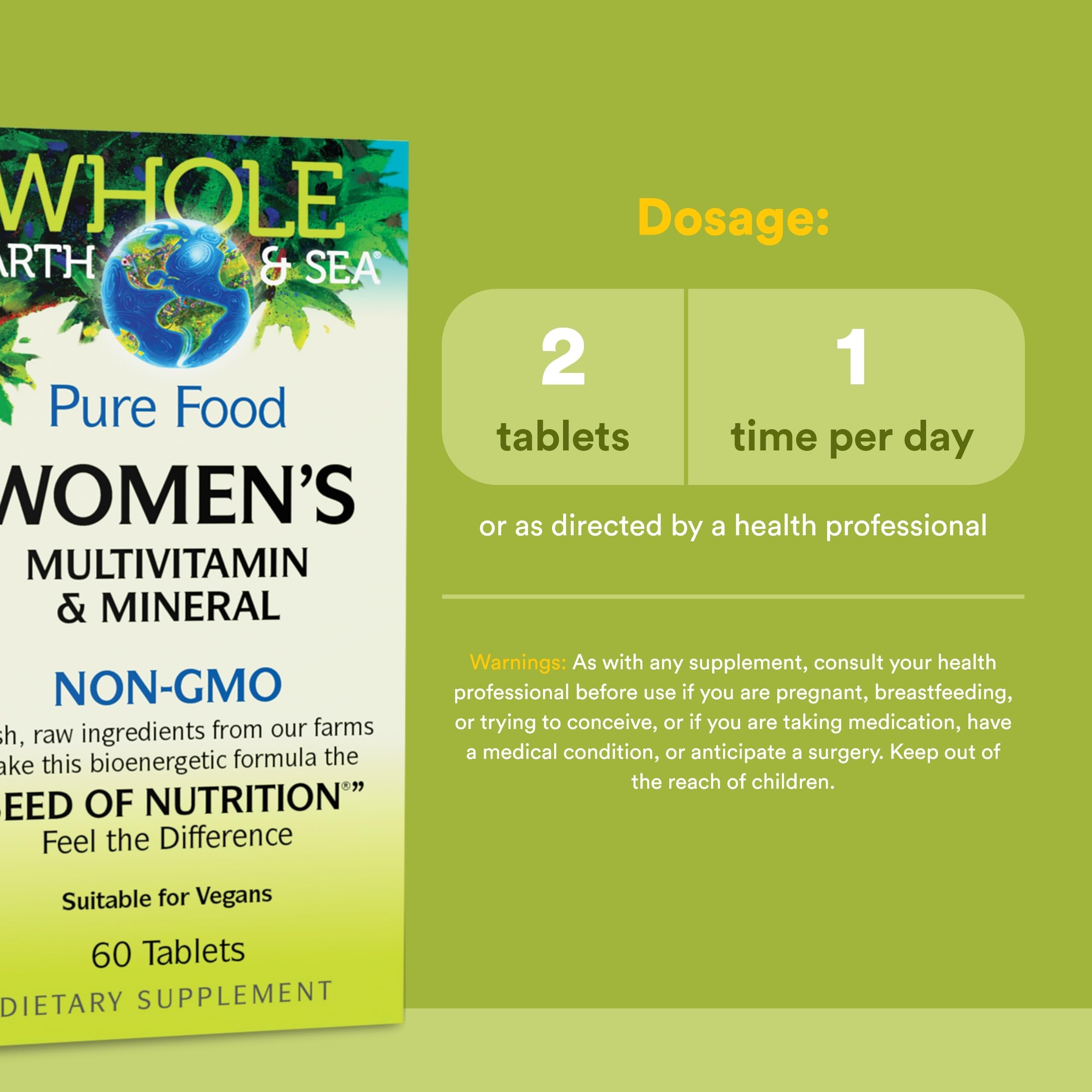 Whole Earth & Sea from Natural Factors, Women's Multivitamin & Mineral, Whole Food Supplement, Vegan, 60 tablets (30 servings) Natural FactorsAu supplements