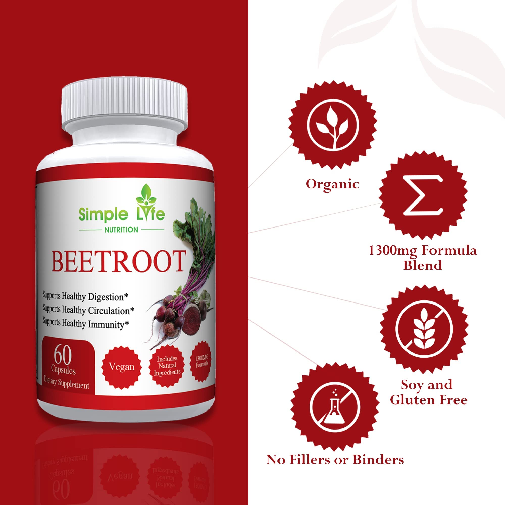 Simple Life Nutrition Organic Beet Root Powder Capsules - Nitric Oxide Booster for Men Simple Life NutritionAu supplements