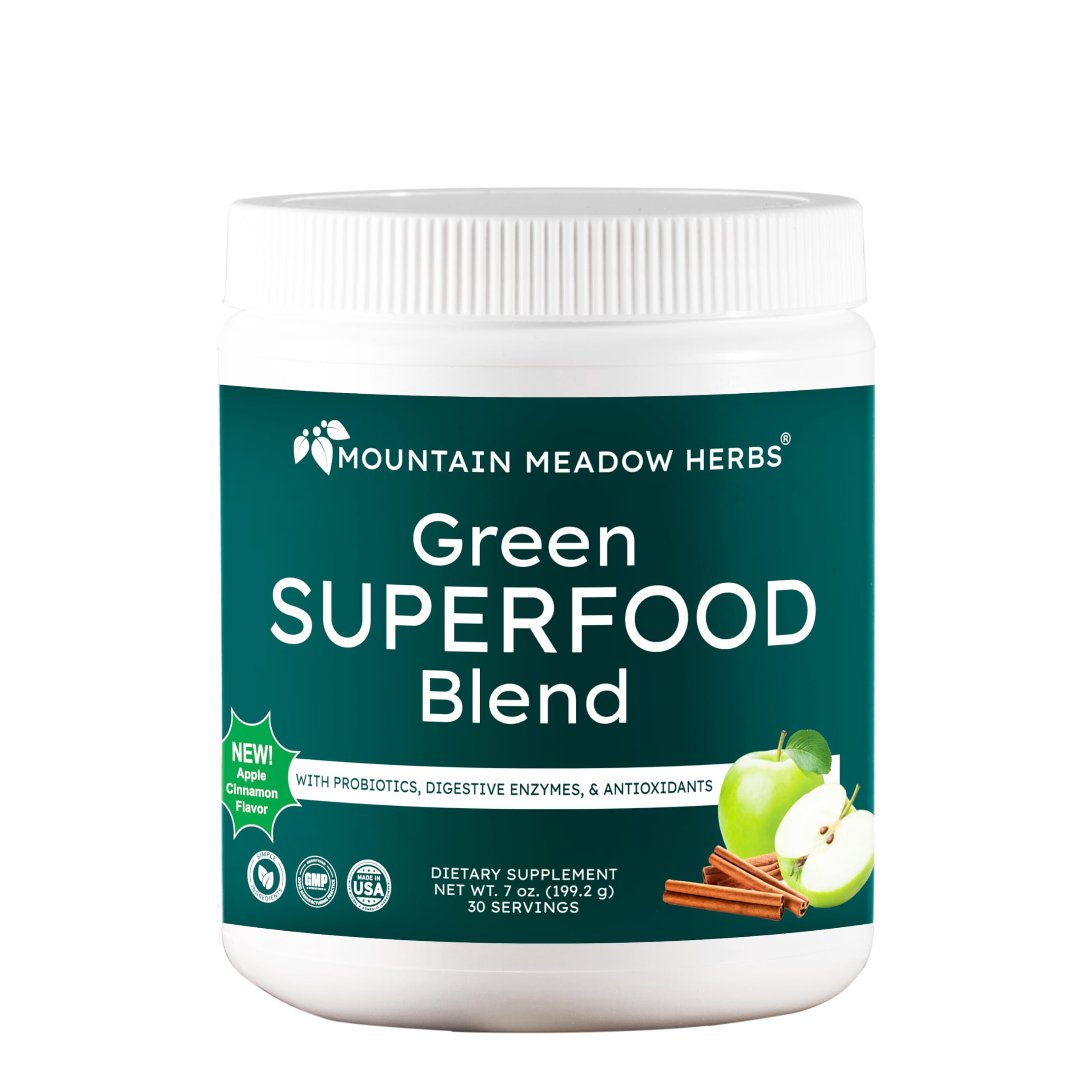 Mountain Meadow Herbs Green Superfood Blend – Spirulina, Chlorella, Mushrooms, Probiotics, Digestive Enzymes, Antioxidants – Organic Greens Powder for Energy & Gut Health – 30 Servings Mountain Meadow HerbsAu supplements