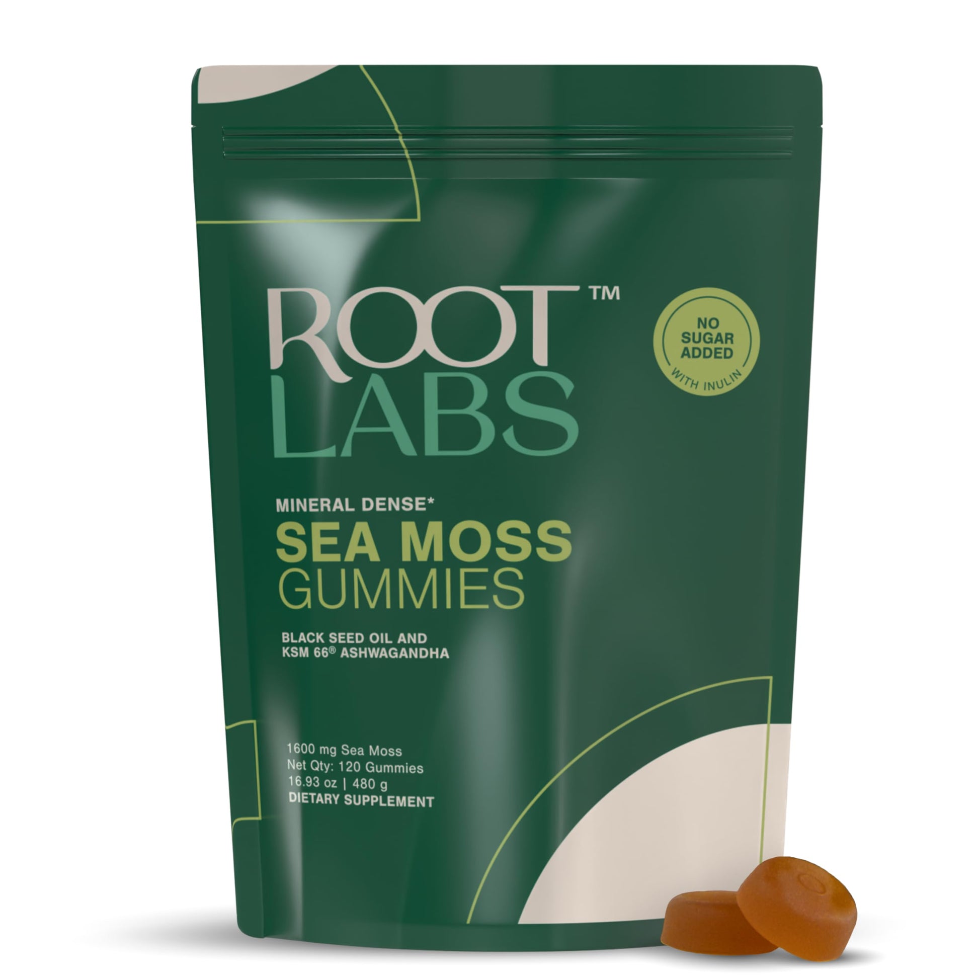 ROOT LABS Sea Moss Gummies I 92+ Minerals I Black Seed Oil I KSM 66 Ashwagandha I Lab Tested I No Added Sugar | for Men, Women I Non-GMO I 100% Natural & Organic I 1600 mg I 120 Gummy ROOT LABSAu supplements