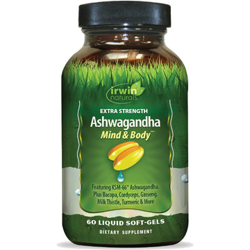 Irwin Naturals Extra Strength Ashwagandha - 60 Liquid Softgels - Helps Boost Physical & Mental Performance - with Turmeric & Milk Thistle Irwin NaturalsAu supplements