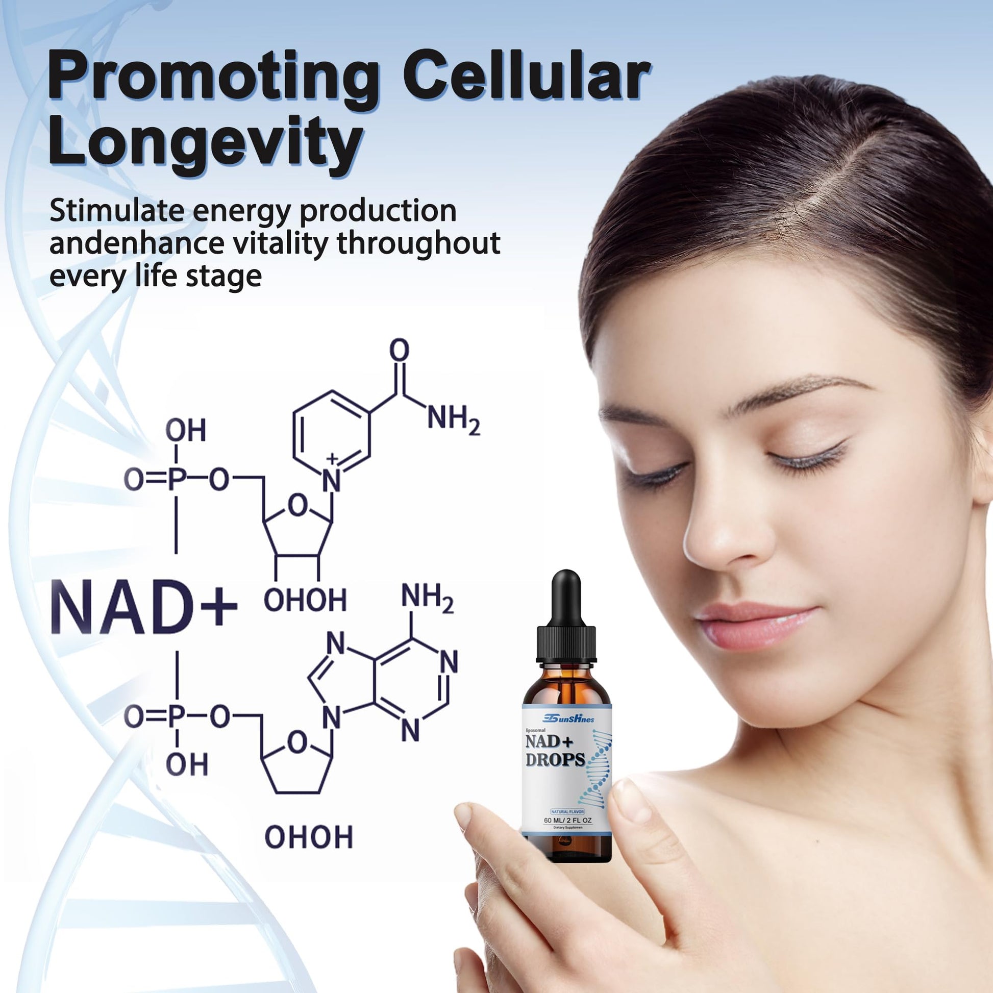 tsunshnes Liposomal NAD+800mg, NAD+ Supplement Drops - NMN or Nicotinamide Riboside Alternative, Healthy Aging Energy Metabolism and Vitality, NAD Liquid Supplement for Maximum Absorption tsunshnesAu supplements