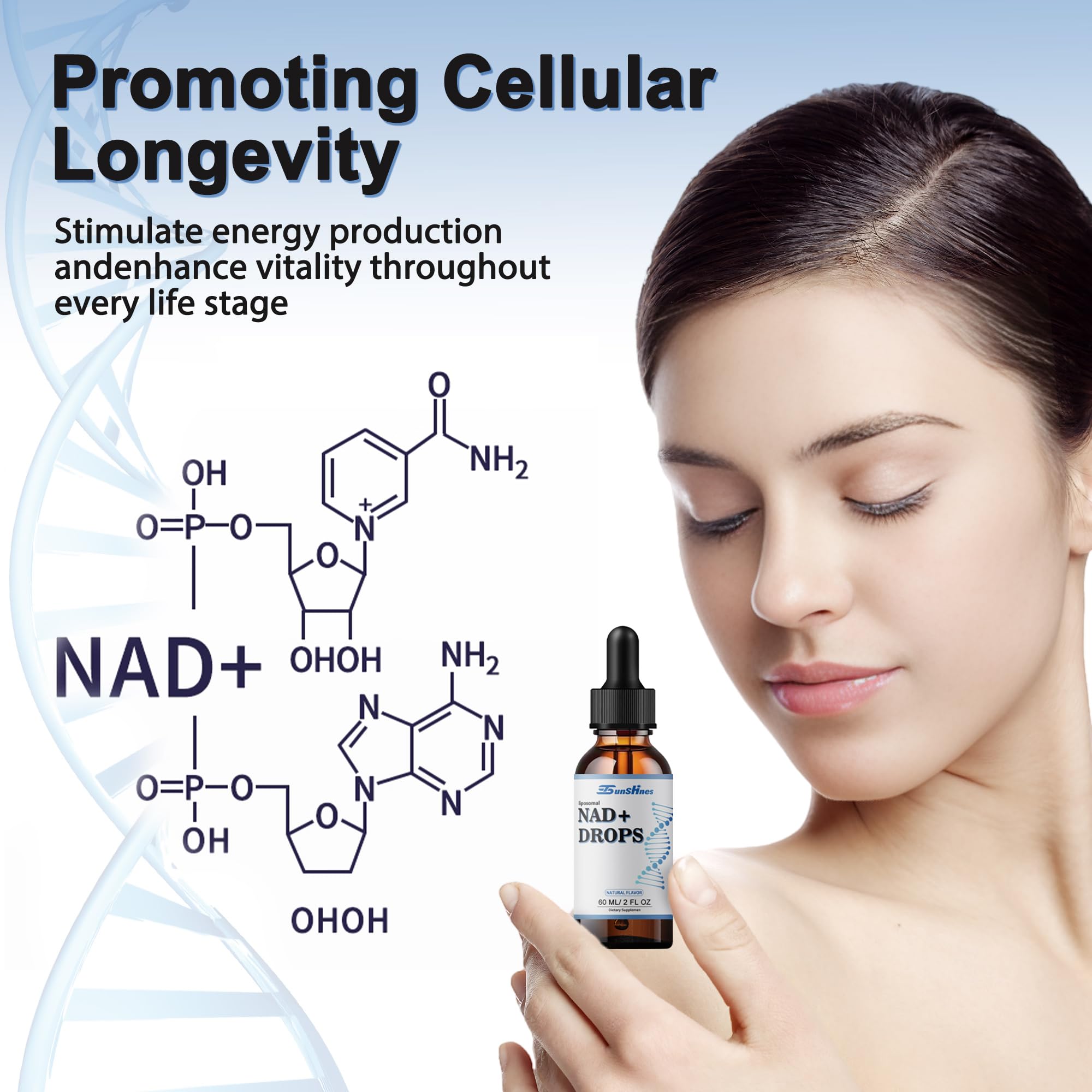 tsunshnes Liposomal NAD+800mg, NAD+ Supplement Drops - NMN or Nicotinamide Riboside Alternative, Healthy Aging Energy Metabolism and Vitality, NAD Liquid Supplement for Maximum Absorption tsunshnesAu supplements
