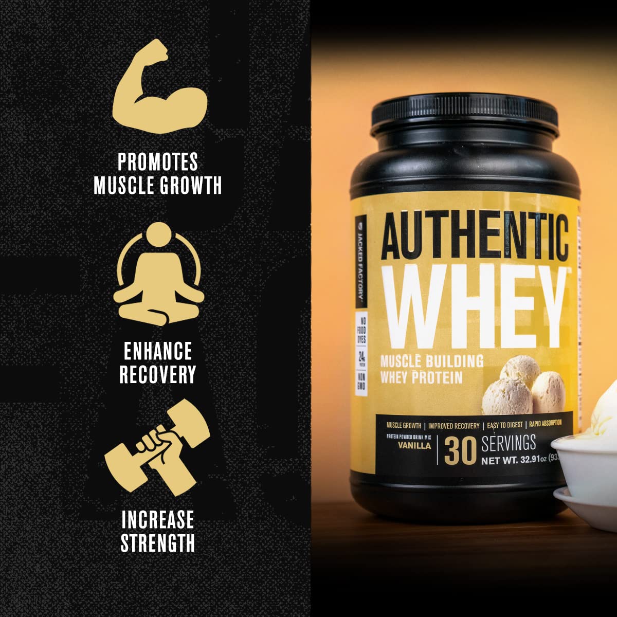 Jacked Factory Authentic Whey Muscle Building Whey Protein Powder - Low Carb Jacked FactoryUS supplements