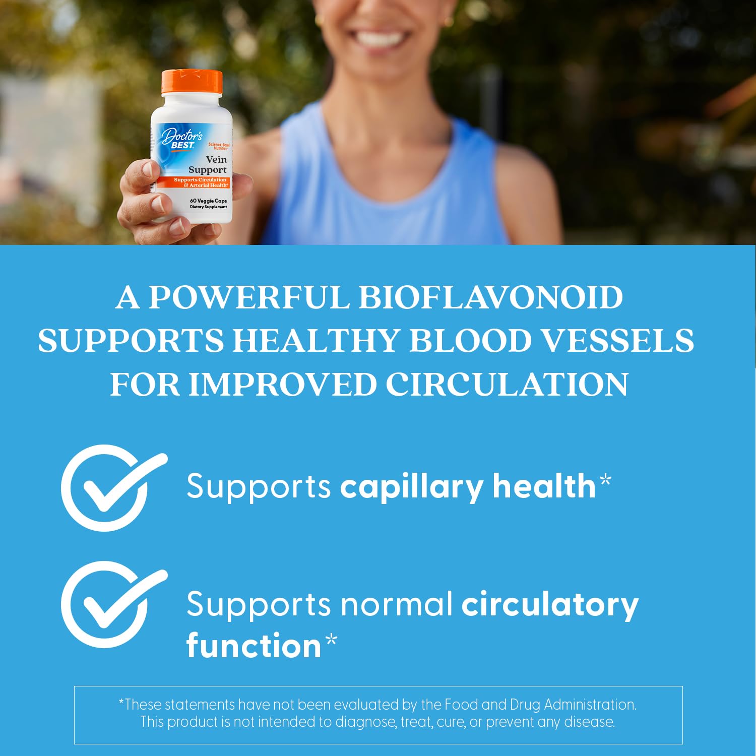 Doctor's Best Vein Support Supplement - Contains Diosmin & Hesperidin, Circulation Support for Legs & Feet, for Men & Women, Formula with Vitamin K2 & Natural Orange Extract, Vegan - 60 Veg Caps Doctor's BESTAu supplements