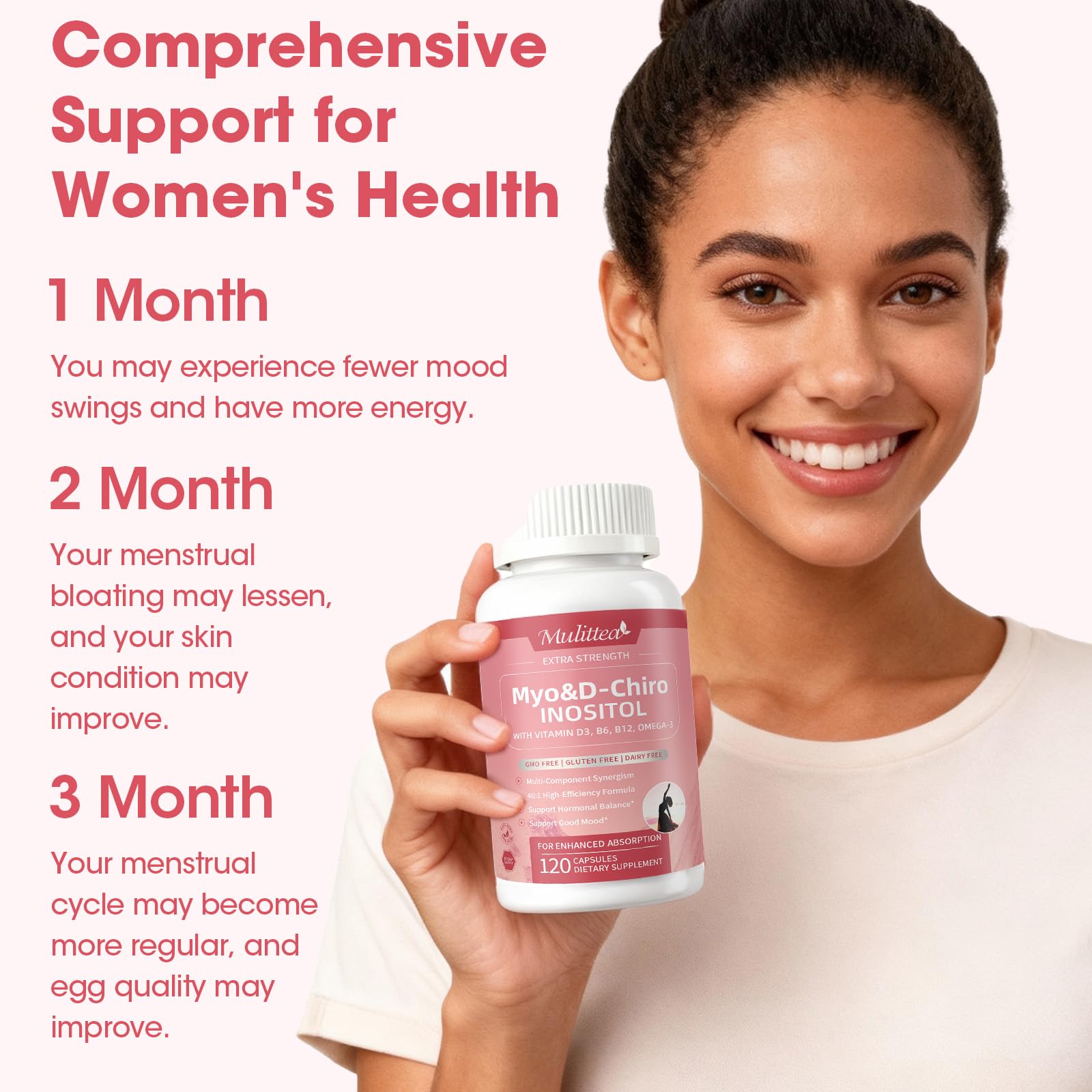 Mulittea Myo-Inositol & D-Chiro Supplement for Women - 14-in-1 Liposomal Inositol with Folic Acid,Omega-3 & Multivitamin for Hormone Balance,Support Ovarian,Skin & Mood- 40:1 Vegan 120 Capsules MulitteaAu supplements