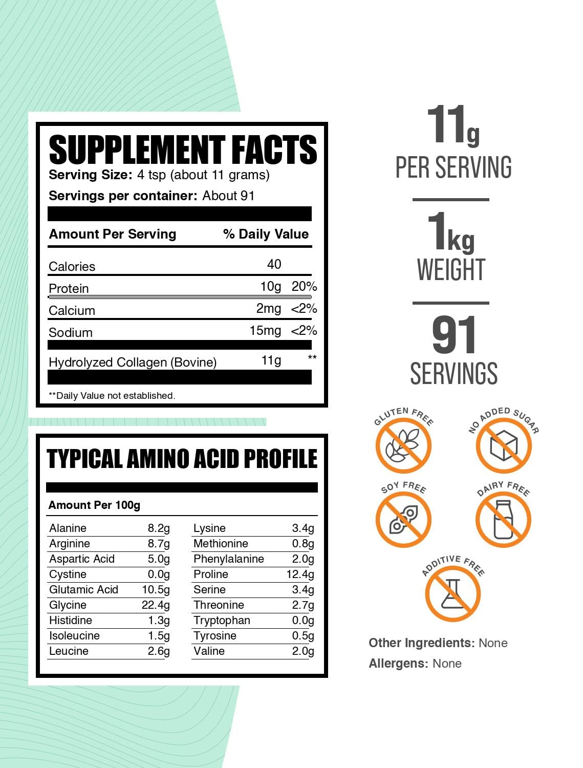 BulkSupplements.com Collagen Peptides Powder - Bovine Collagen Powder, Powdered Collagen Supplement - Hydrolyzed & Gluten Free, 11g per Serving, 1kg (2.2 lbs) (Pack of 1) BulkSupplementsAu supplements