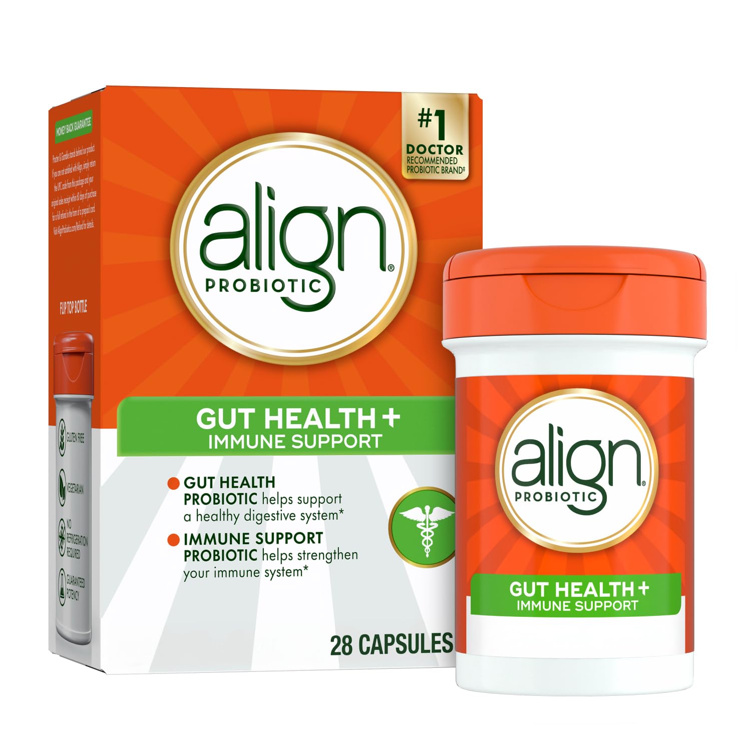 Align Probiotic, Gut Health + Immune Support Probiotic, Probiotics for Women and Men, Probiotics for Digestive Health and Immune Health, #1 Doctor Recommended Brand‡, 28 Capsules AlignAu supplements