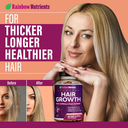 Hair Growth Vitamins for Women | Biotin 10,000mcg, Collagen, Patented OptiMSM®, goMCT Rainbow Nutrients, LLCUS supplements
