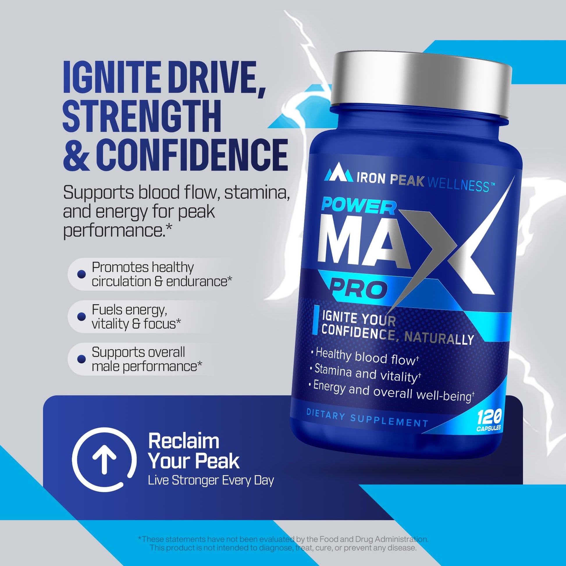 Testosterone Booster Pills for Men - Male Enhancing Supplement - Fast Acting Blood Flow, Muscle Growth, Strength, Energy, Libido, Endurance, Workout - Natural Performance Test Boost - 60 Day Serving IronPeak WellnessAu supplements