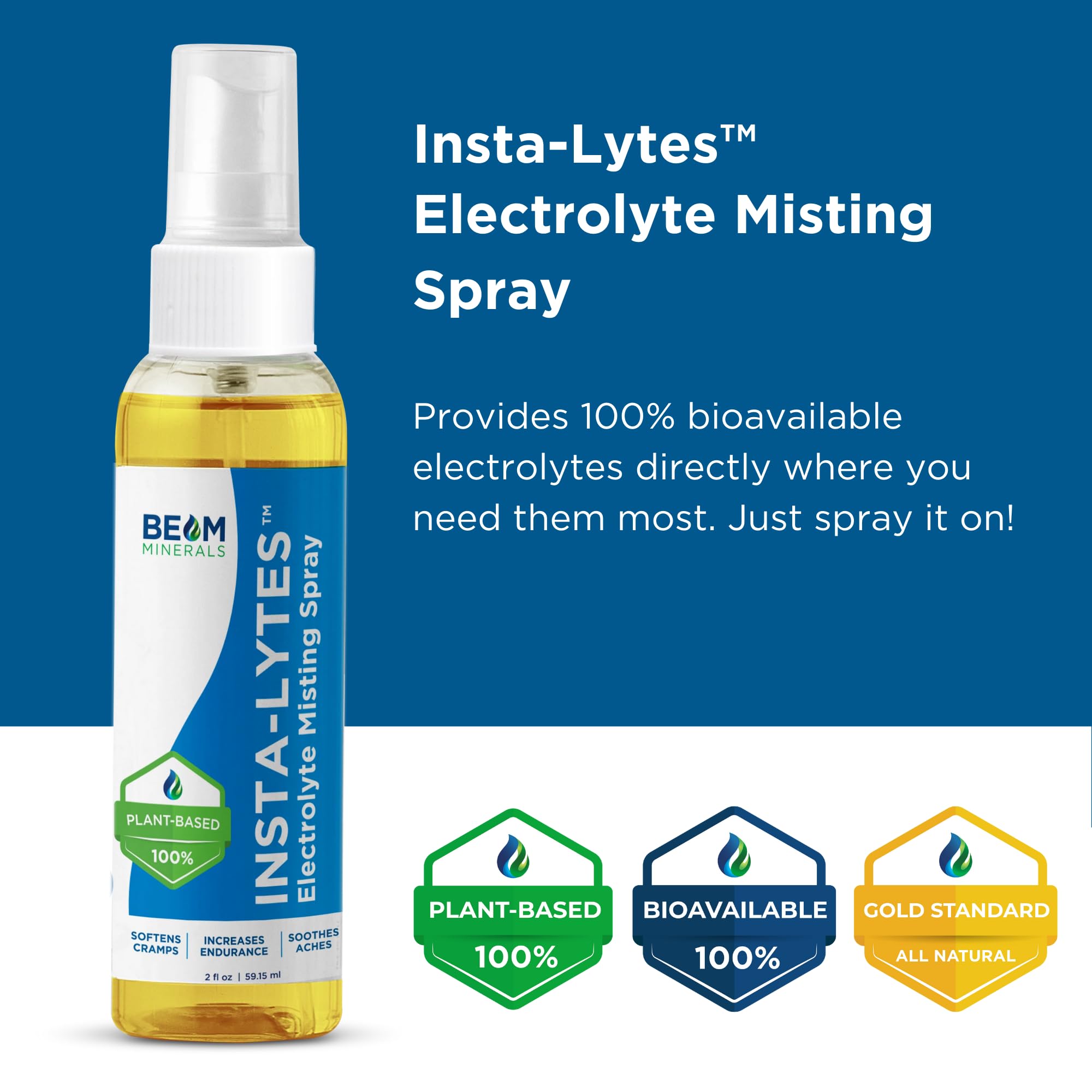 BEAM MINERALS Insta-Lytes | How to Stop Leg Cramps Immediately Electrolyte Misting Spray | Fulvic Acid Trace Minerals | Fast Micronutrients Supplements | 2 fl Oz BEAM MINERALSAu supplements