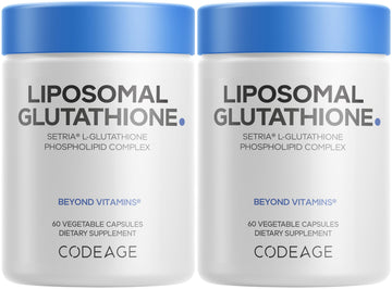 Codeage Liposomal Glutathione Supplement - Pure Reduced Setria L-Glutathione, Liposomal Delivery, Phospholipid Complex - Vegan, Non-GMO - 2-Pack CodeageAu supplements