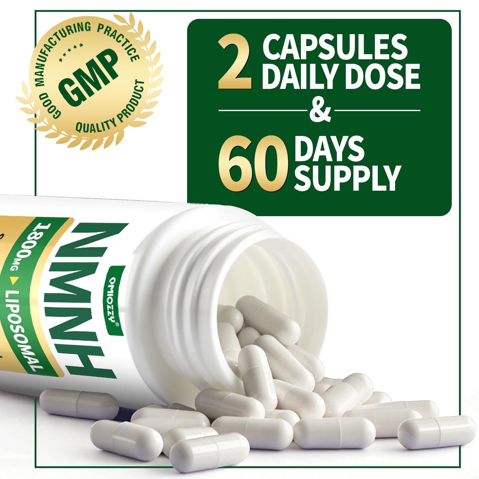 NMNH Supplement 1000mg - Nicotinamide Mononucleotide Alternative, Boost NAD+ with Liposomal Resveratrol & Nicotinamide Riboside NR, for Healthy Cellular, Aging, Energy, 120 Vegan Non-GMO Capsules QmiozzyAu supplements