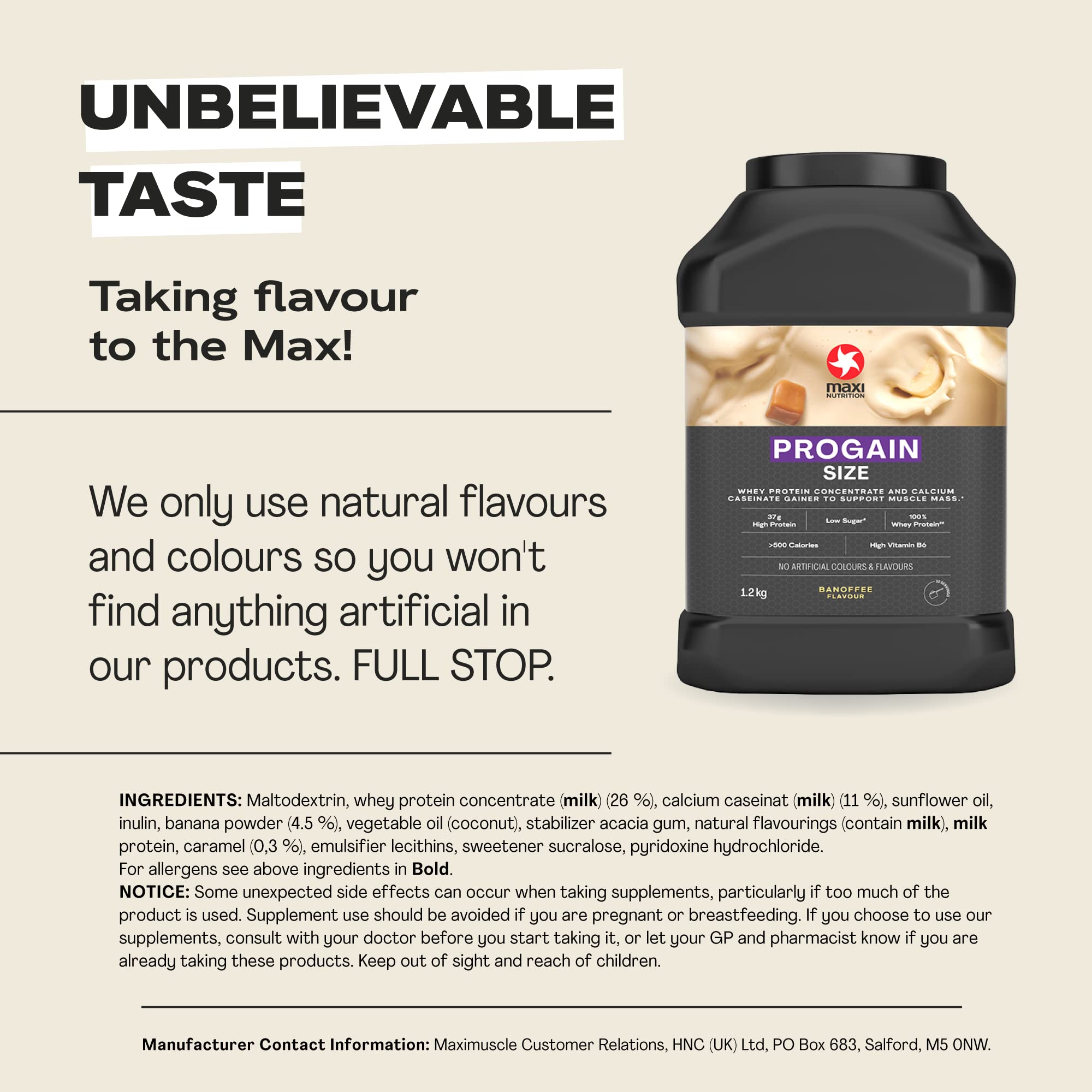 MaxiNutrition - Progain, Banoffee - Whey Protein Powder for Size & Muscle Mass – Low Sugar MaxiNutritionAu supplements