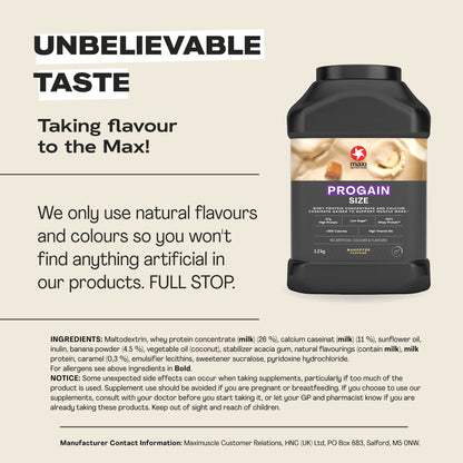 MaxiNutrition - Progain, Banoffee - Whey Protein Powder for Size & Muscle Mass – Low Sugar MaxiNutritionUS supplements