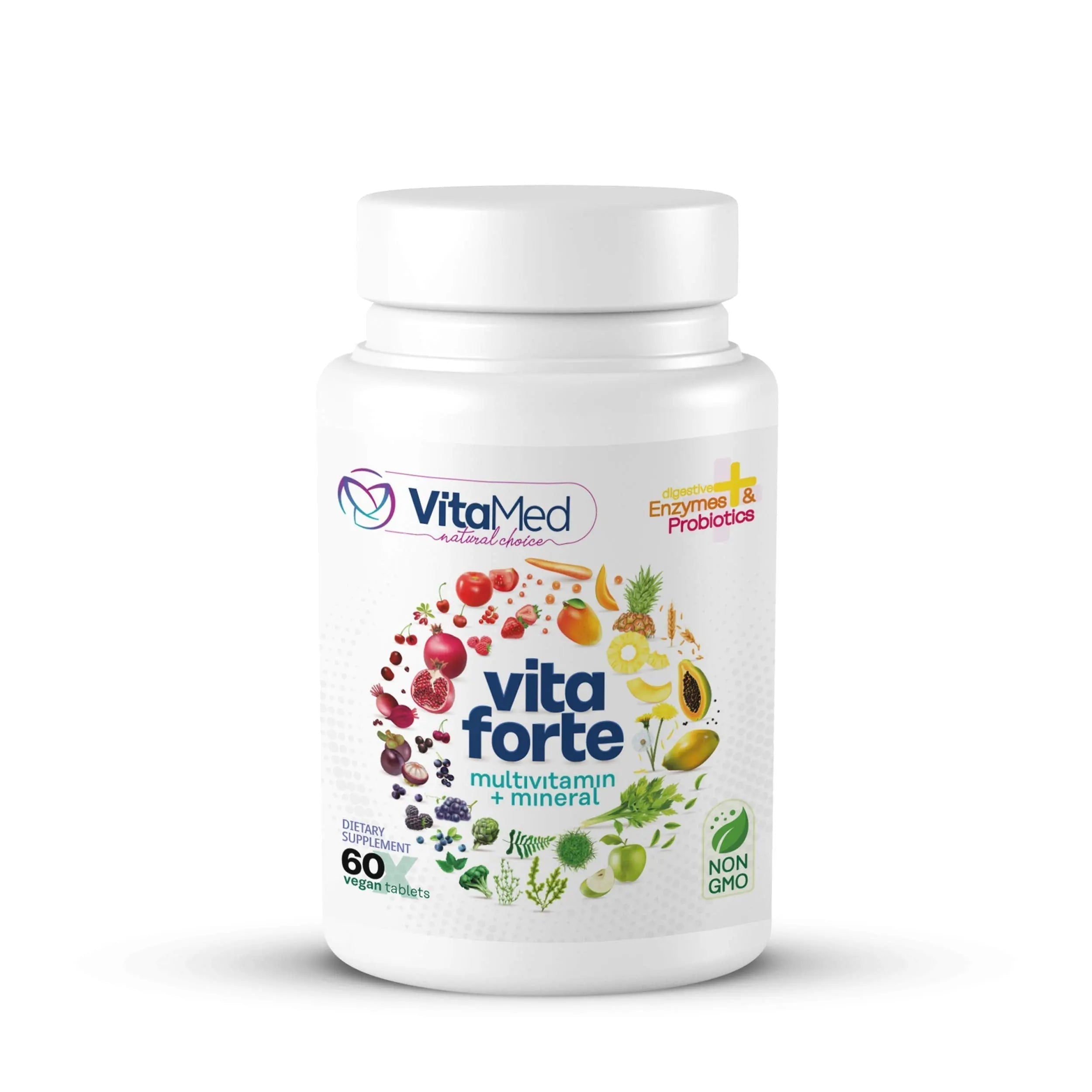 Vita Forte Vegan Multivitamin with Probiotics, Digestive Enzymes & 42 Fruits & Vegetables – Halal Certified VitaMedAu supplements