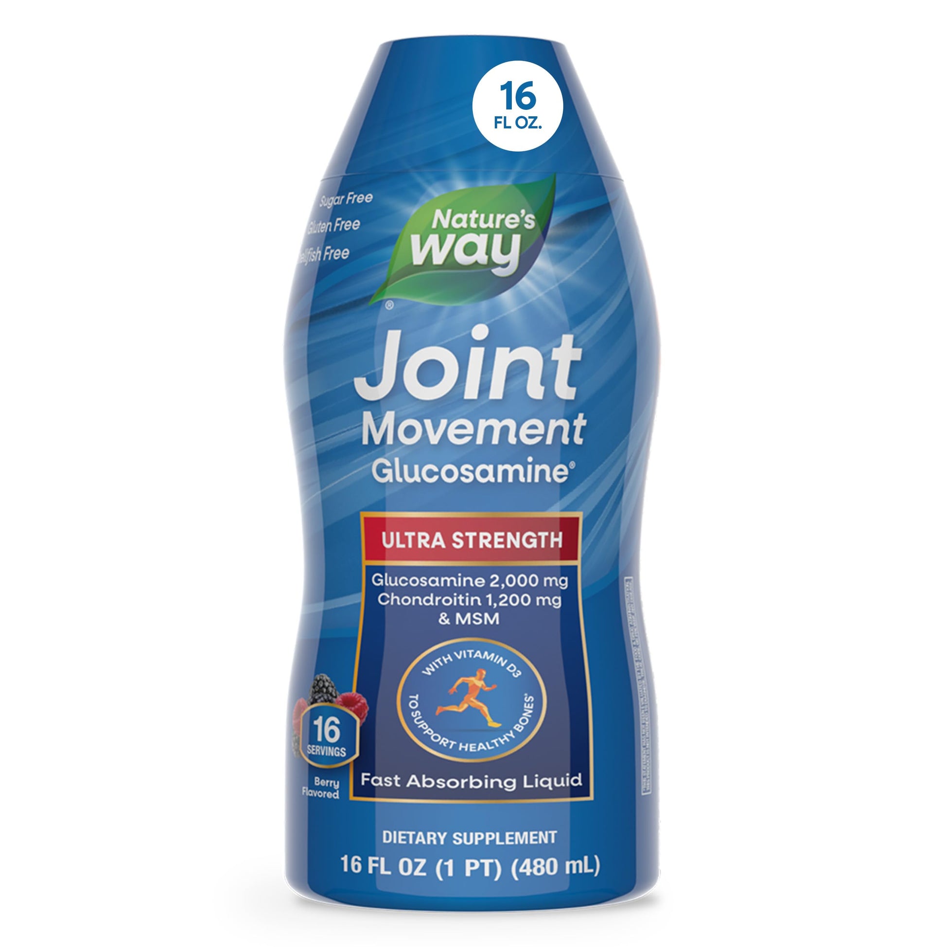Nature's Way Joint Movement Glucosamine Fast Absorbing Liquid, Ultra Strength, Supports Healthy Bones*, Liquid Glucosamine Chondroitin, MSM with Vitamin D3, Berry Flavored, 16 Fl Oz Nature's WayAu supplements