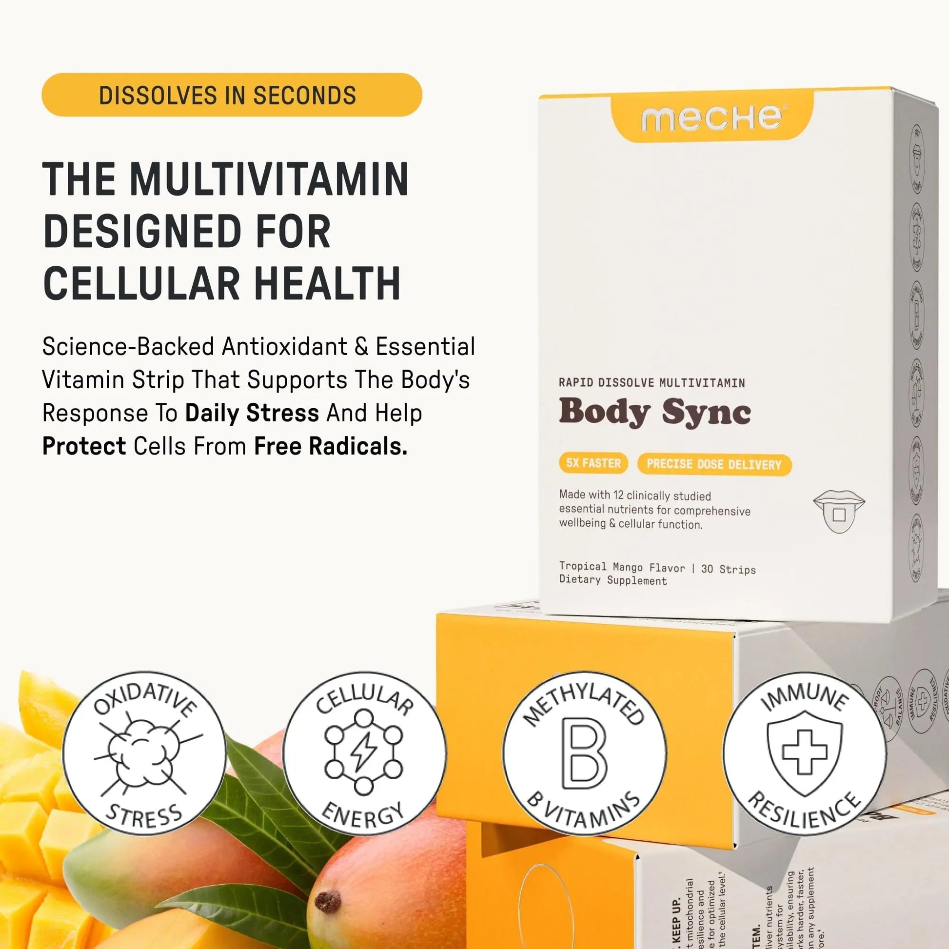 Meche Multivitamin for Women and Men Strip Supplements - Vitamins A, C, D, B6, Methylated B12, Folate, Biotin - Beauty, Energy, Immune Support MecheAu supplements