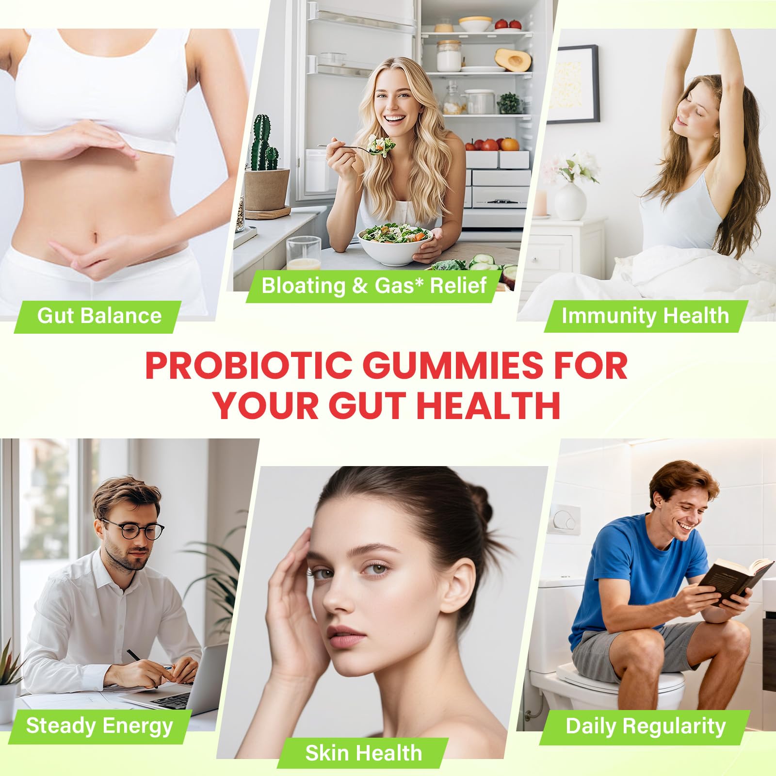 Probiotics for Women and Men, with 15 Prebiotics, 16 Digestive Enzymes & Postbiotics - Probiotics for Digestive Health & Bloating, Probiotic Gummies for Gut Health & Immunity, Sugar-Free, 60 Gummies FletorraAu supplements