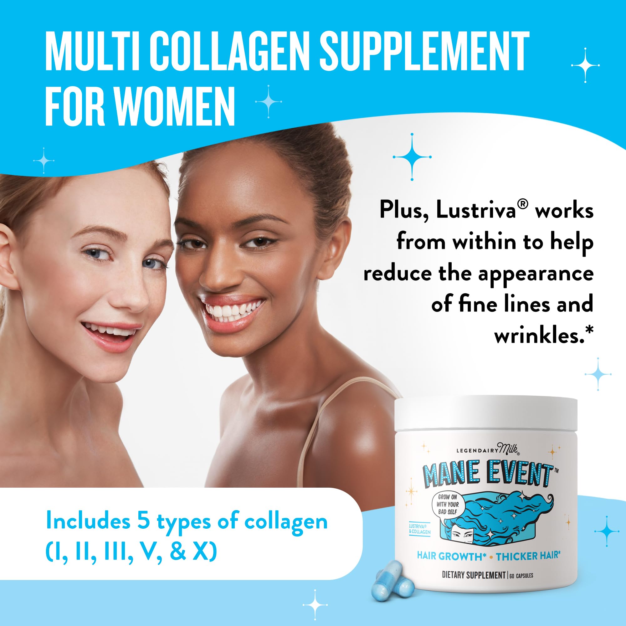 Legendairy Milk Hair Growth Vitamins for Women - Biotin for Hair Growth with Collagen & Lustriva, Hair Loss Products & Supplements for Thinning, Thicker, Fuller, Stronger Skin & Nails, Mane Event™ Legendairy MilkAu supplements
