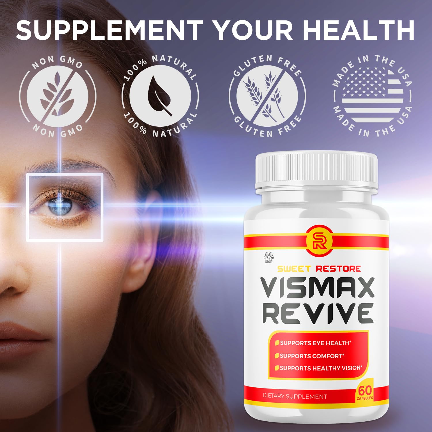 Vismax Revive Capsules, Official VismaxRevive Vision Support Supplement with All Natural Ingredients, Advanced Eye Health Formula and Vision Vitamin Supporting Wellness Naturally (60 Capsules) MJOAu supplements