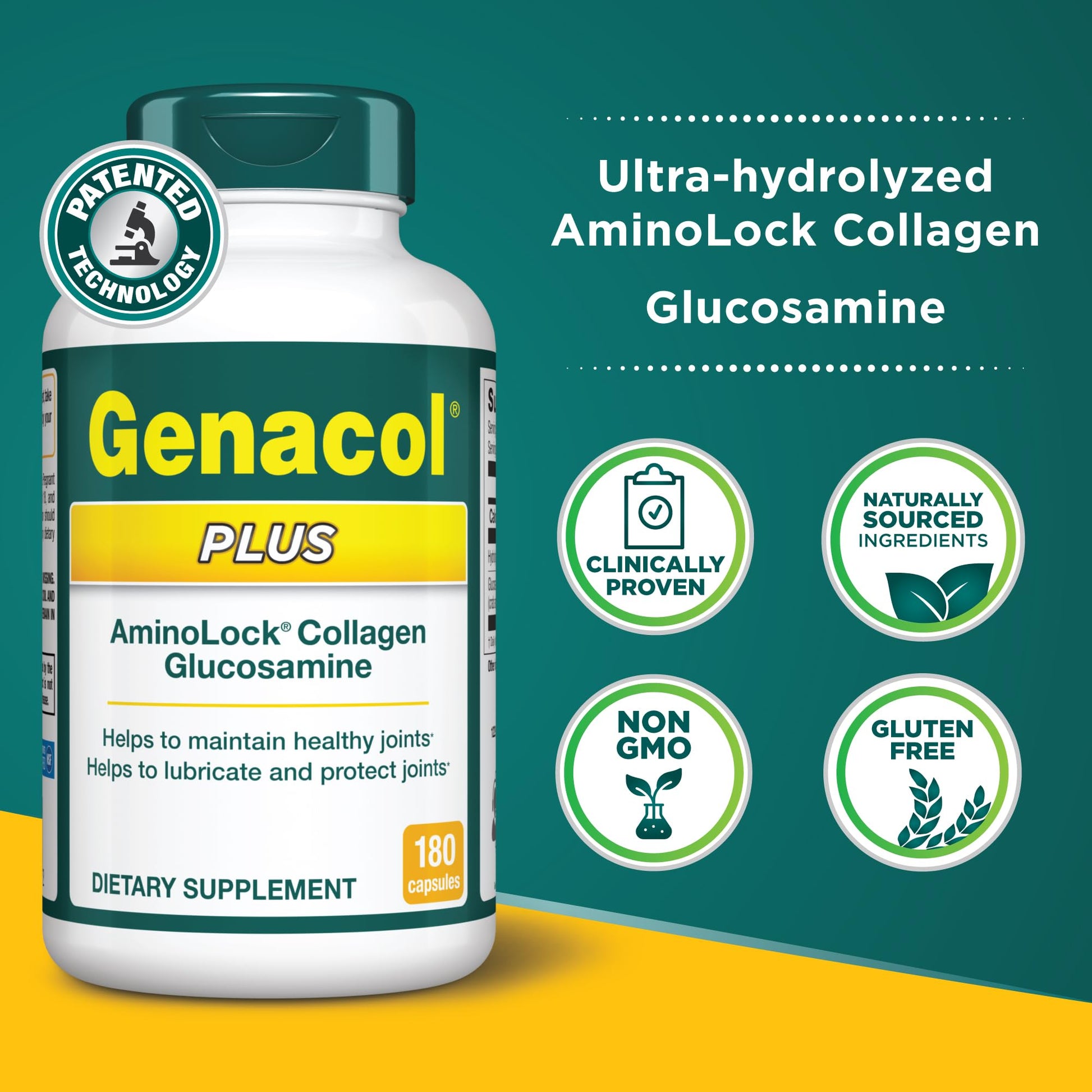 Genacol Plus – Glucosamine and Collagen Joint Supplement, Lubricates, Protects and Maintains Heathy Joints, Relieves Joint Discomfort Plus, 180 Capsules (60-Day Supply) GenacolAu supplements