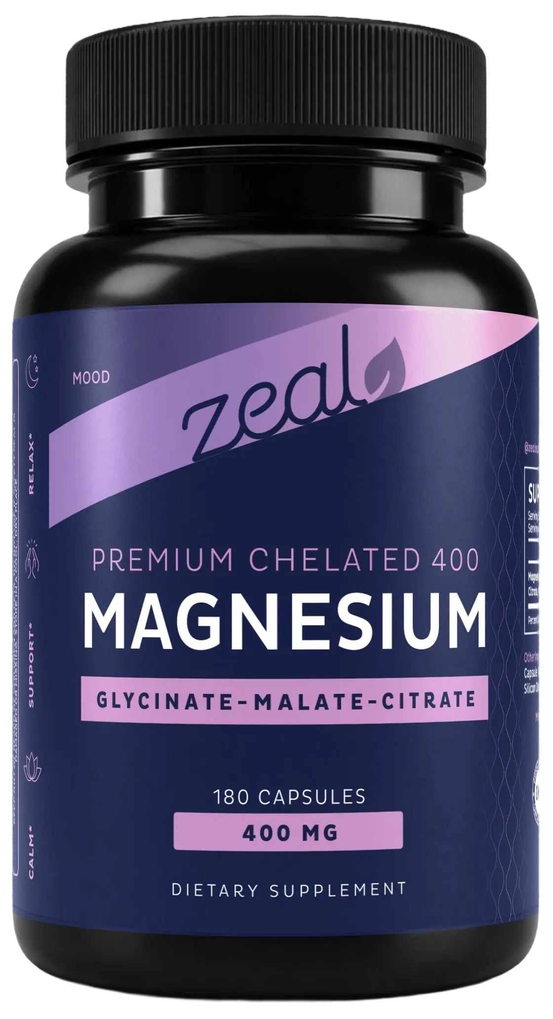 Zeal Naturals Triple Magnesium Complex Supplement - Glycinate, Malate, Citrate | 400mg, 180 Capsules | High Absorption Chelated Magnesium for Sleep, Mood, Muscle Recovery, Relaxation Zeal NaturalsAu supplements