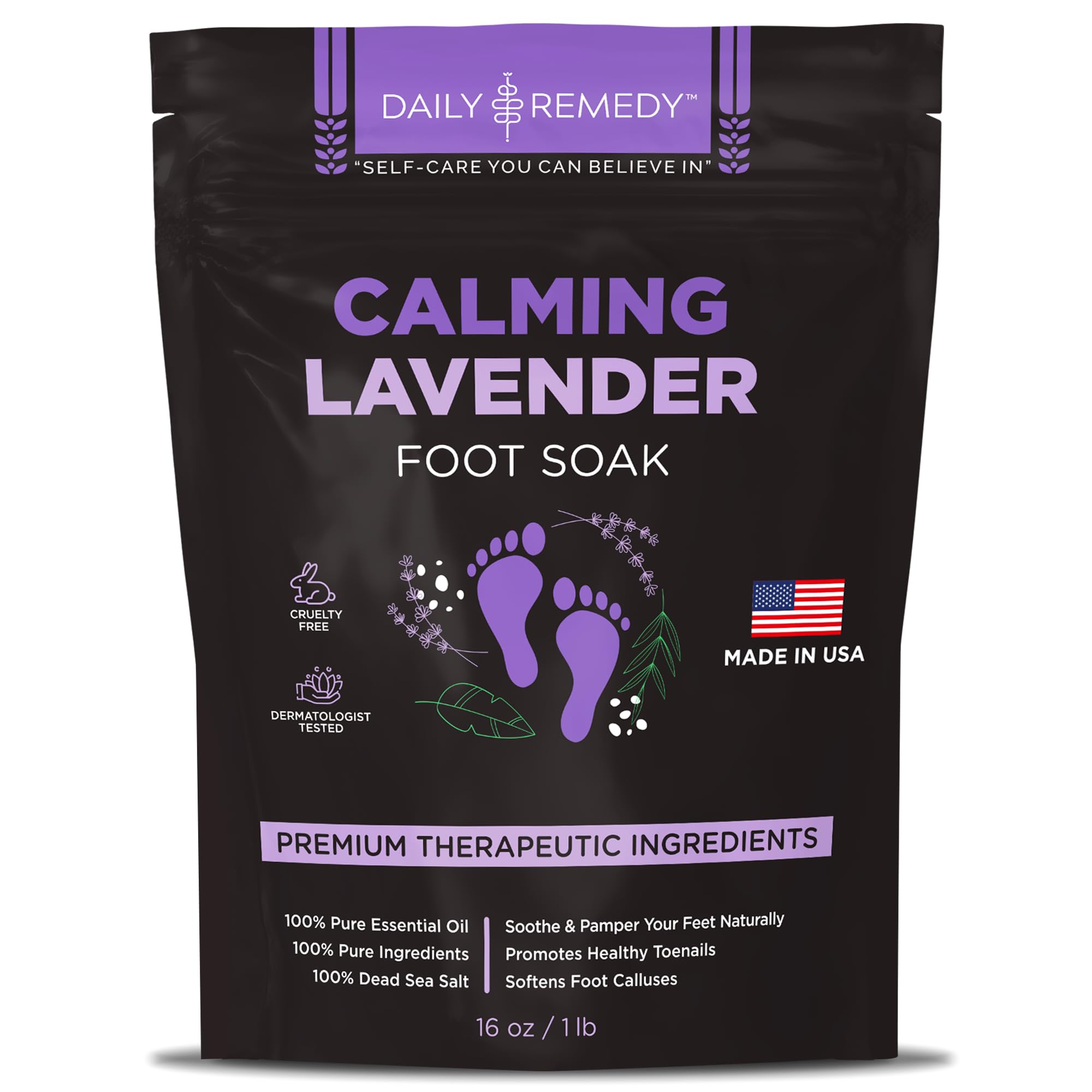 Calming Lavender Foot Soak with Epsom Salt, Made in USA, Foot Soak Soothes Sore Tired DAILY REMEDYUS supplements