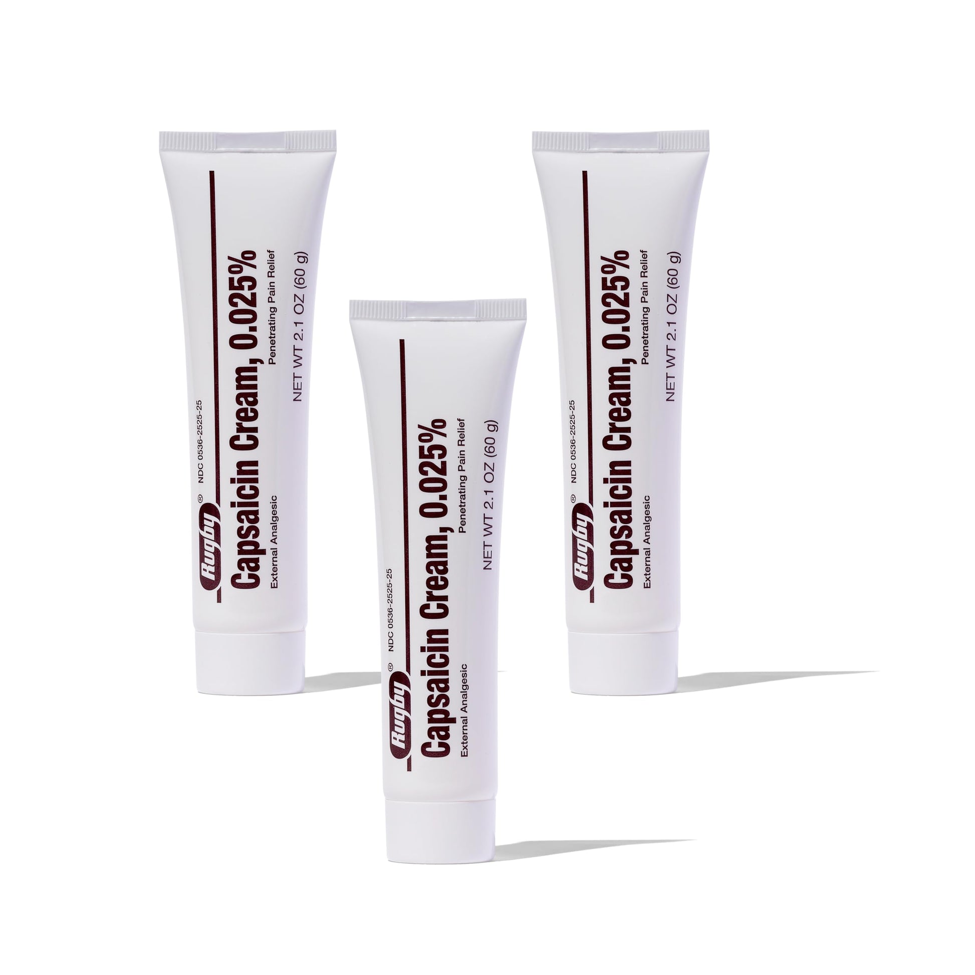 Rugby Capsaicin 0.025% Cream for Penetrating Pain Relief - 2.1 Oz (60g) (3 Pack) RUGBY LABORATORIESAu supplements