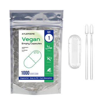 ATLEMISME Empty Vegan Capsules Size 1 - Vegan Capsules Empty (1000 Count) ATLEMISMEAu supplements
