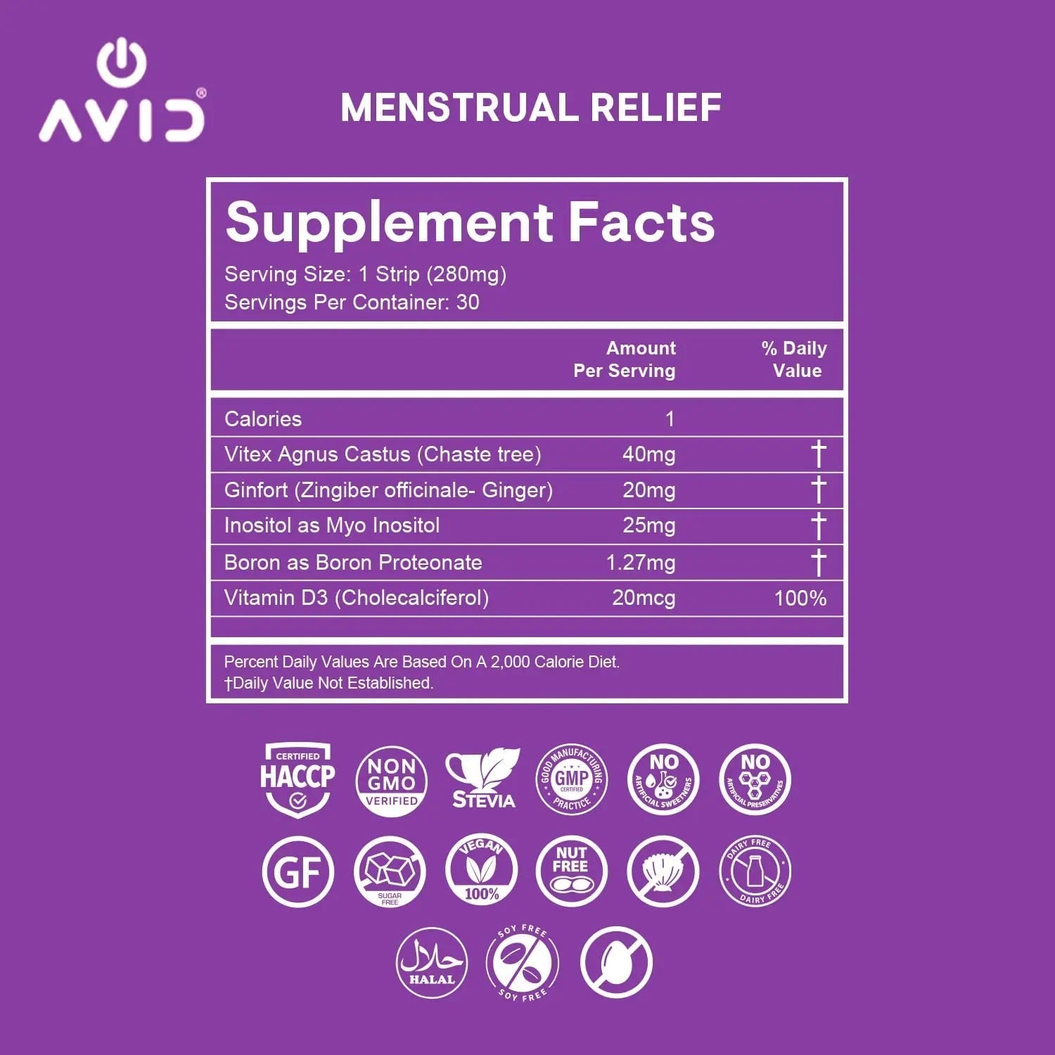 AVID Playboy - Menstrual Relief PMS Oral Strips (30 Edible Strips) Fast Dissolving PMS Cramp Relief & Hormonal Balance Strips for Women - Lemon Ginger Flavored Multi-Benefit PMS Supplement for Women AvidAu supplements