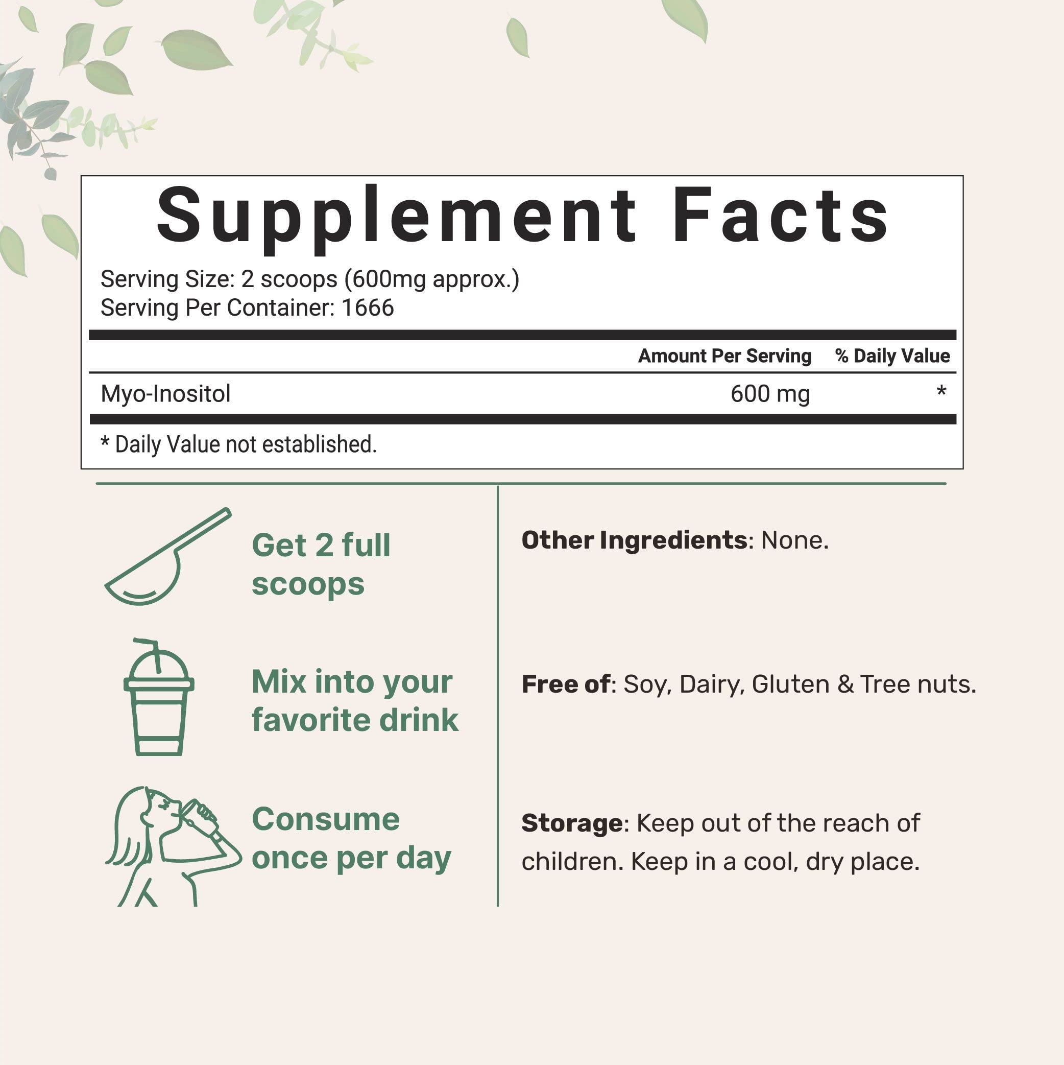 Pure Inositol Powder, Myo-Inositol B8 Powder, 1KG (2.2 Pounds), Strongly Supports Liver Micro IngredientsUS supplements