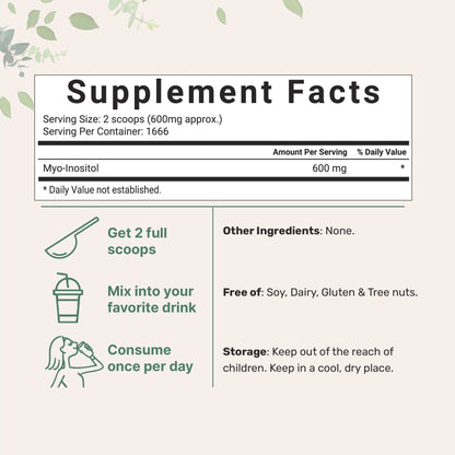 Pure Inositol Powder, Myo-Inositol B8 Powder, 1KG (2.2 Pounds), Strongly Supports Liver Micro IngredientsUS supplements
