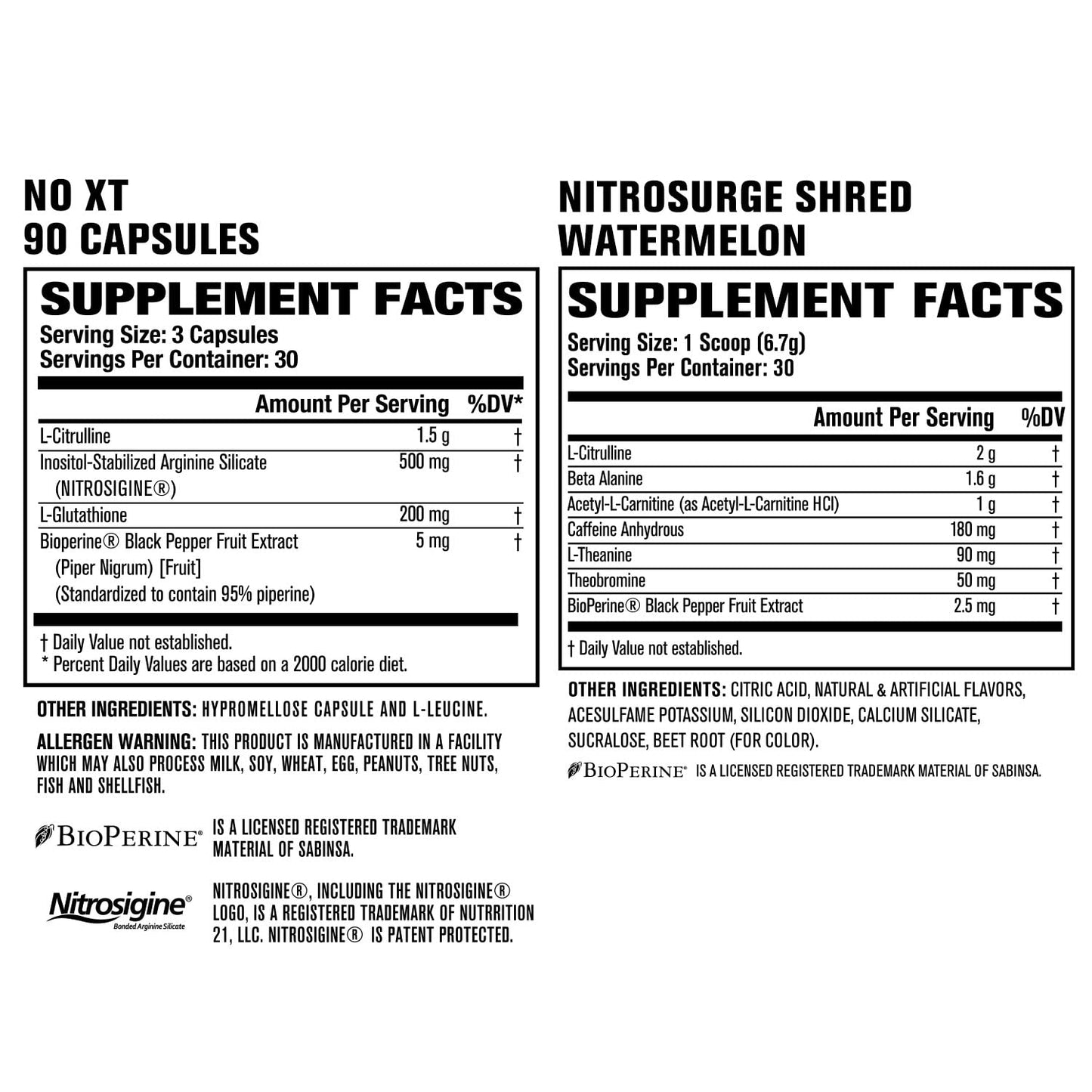 Jacked Factory Nitrosurge Shred Thermogenic Pre-Workout in Watermelon & N.O. XT Nitric Jacked FactoryUS supplements
