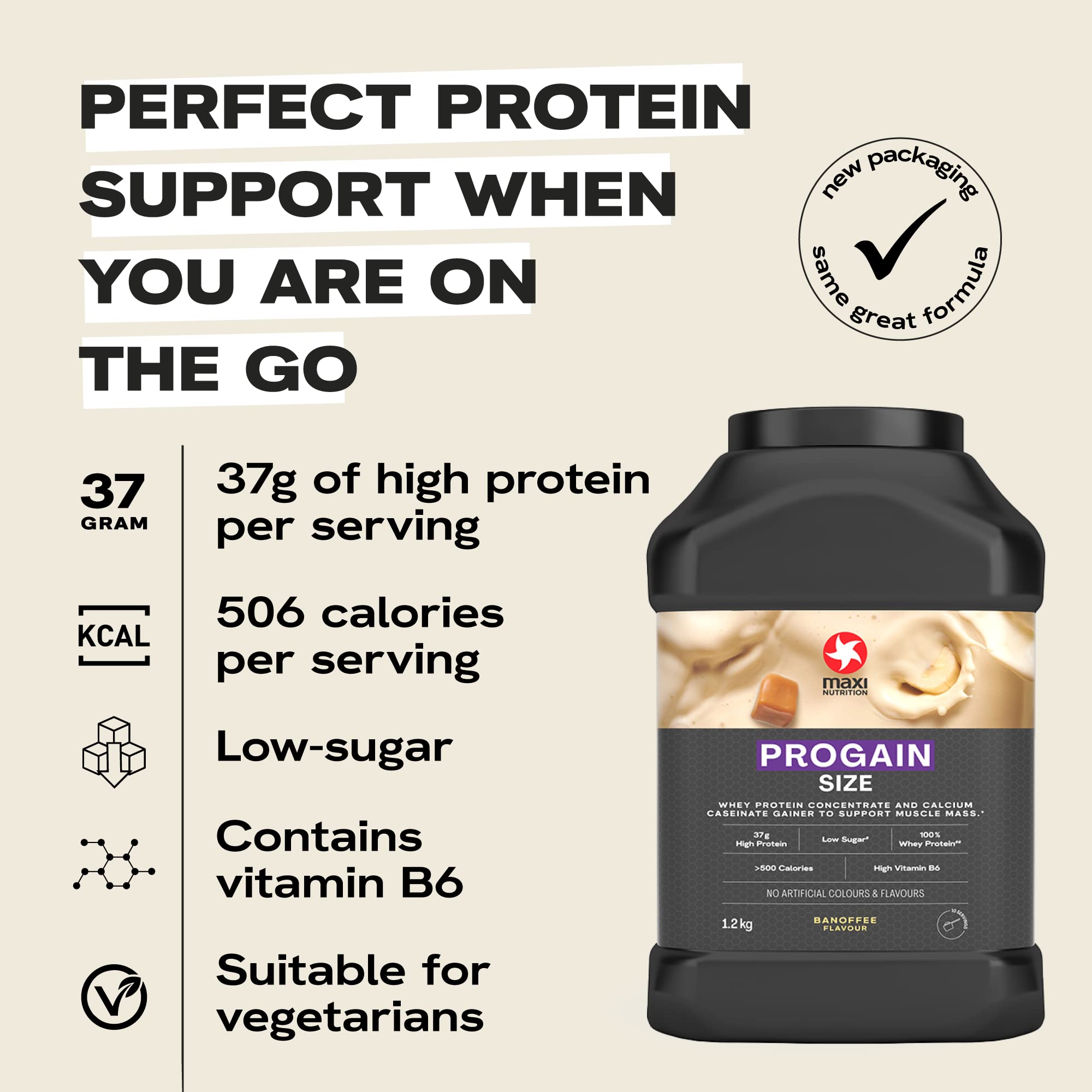 MaxiNutrition - Progain, Banoffee - Whey Protein Powder for Size & Muscle Mass – Low Sugar MaxiNutritionAu supplements