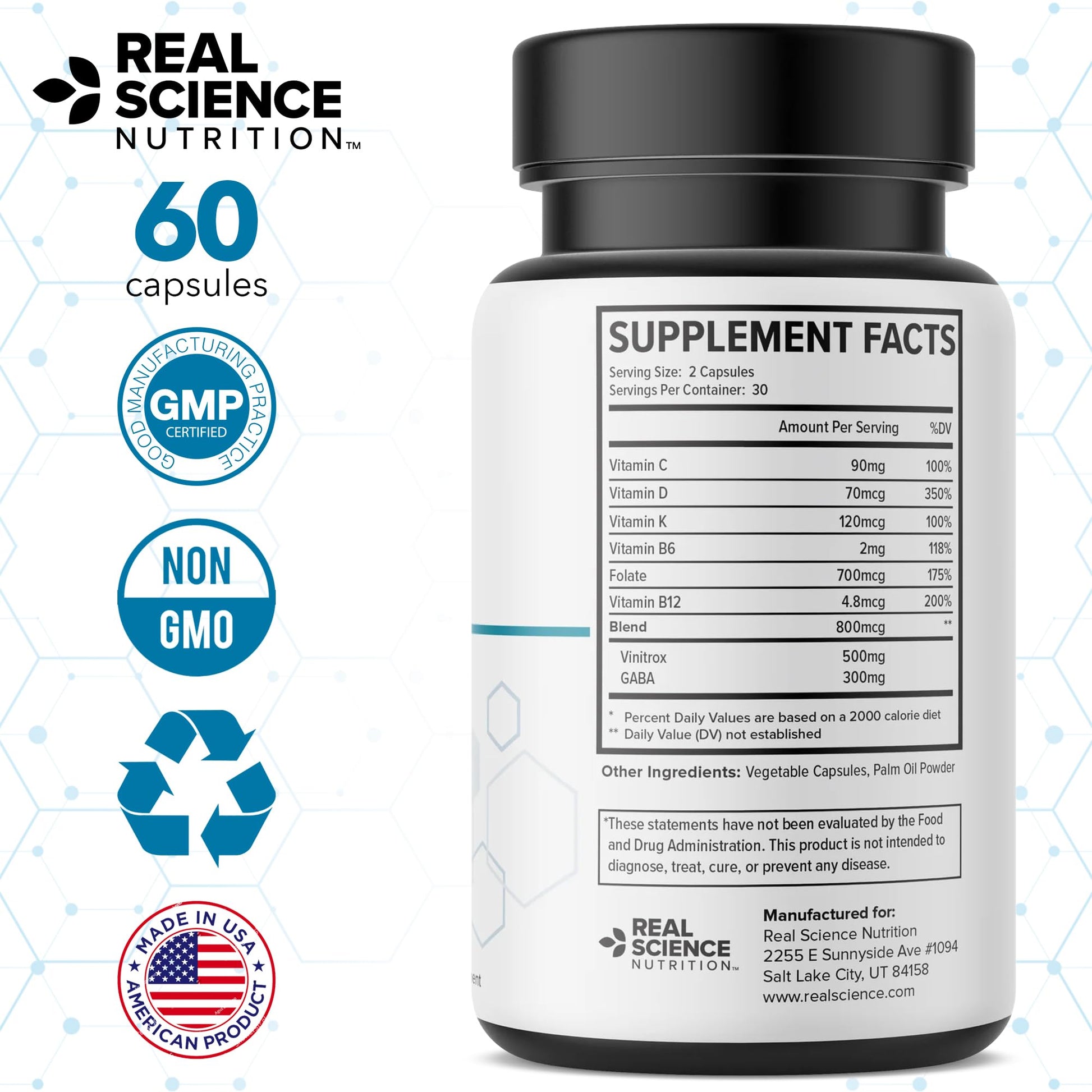 Real Science Nutrition BreatheEasy Lung Support Supplement for Lung Health & Respiratory Wellness – Lung Cleanse Formula with Vinitrox, GABA for Circulation Support - Made in USA - 60 Capsules Real Science NutritionAu supplements