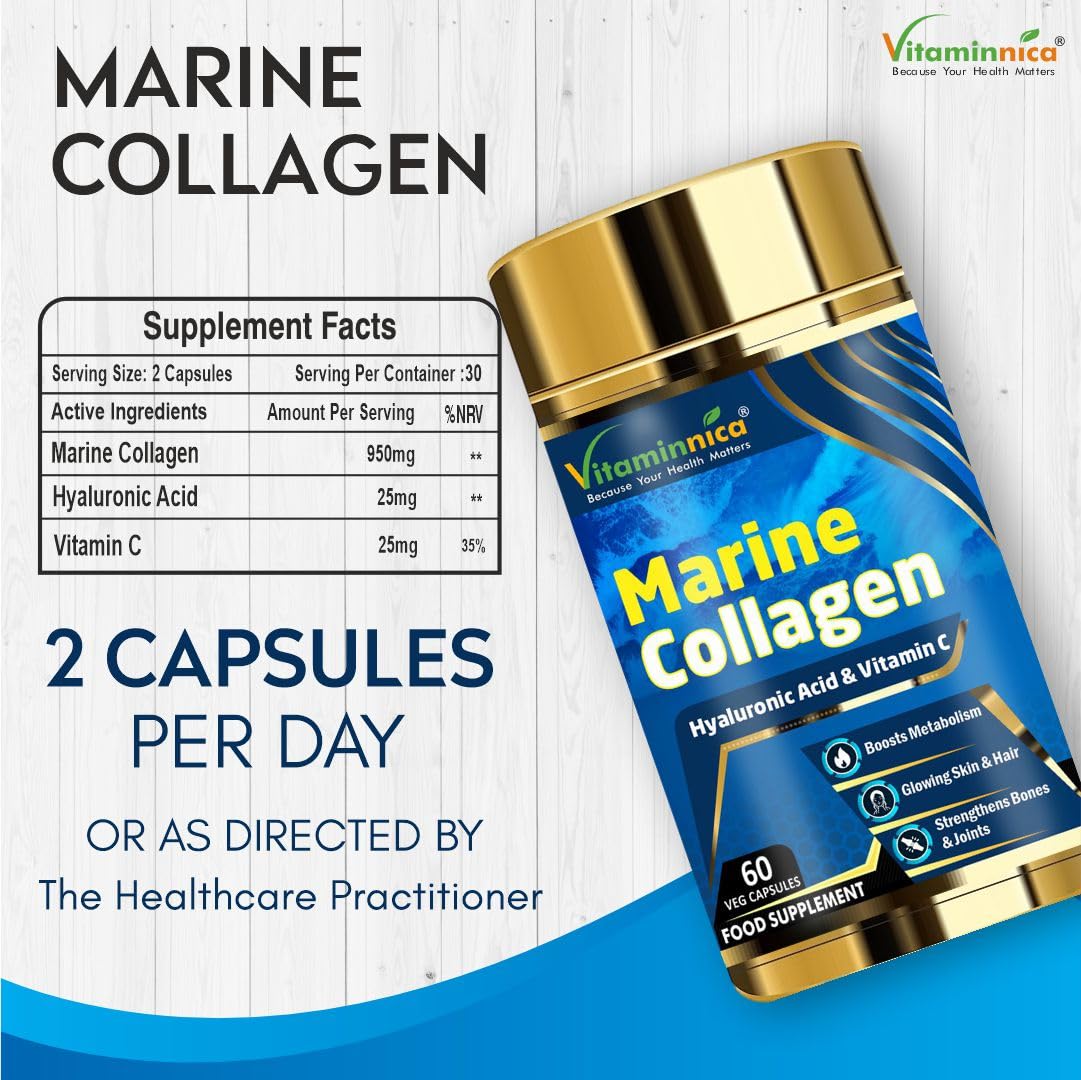 Vitaminnica Marine Collagen Capsules with Hyaluronic Acid & Vitamin C - Skin, Hair, Bones & Joints Vitaminnica Because your Health MattersAu supplements