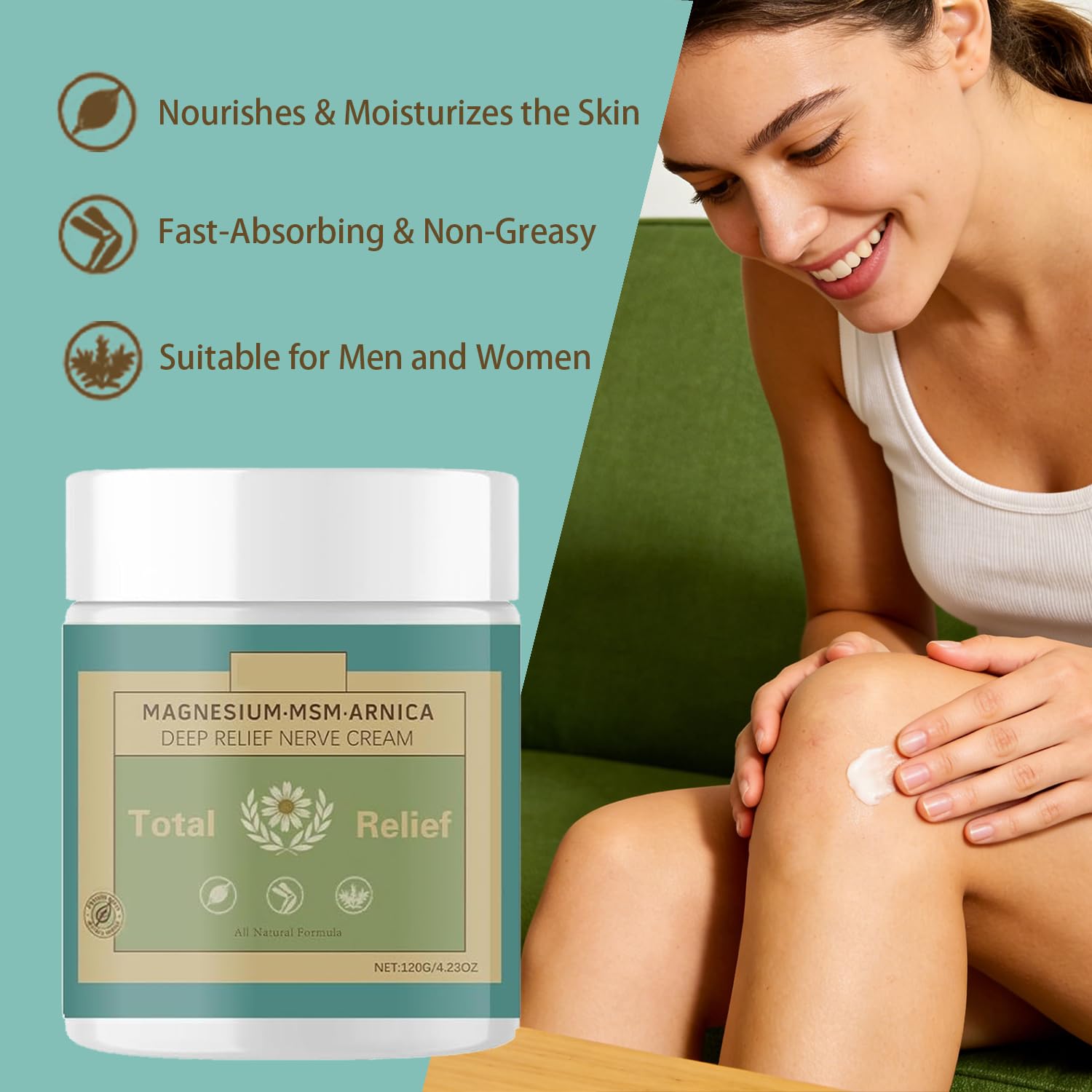 HANGWON Total Relief Magnesium Soothing Cream Advanced nerve Comfort with Arnica, Menthol, MSM,Fast-Absorbing for Relief Joint, Feet, Hands, Legs, Muscles, and Waist, Natural Ingredient -4floz/114g HANGWONAu supplements