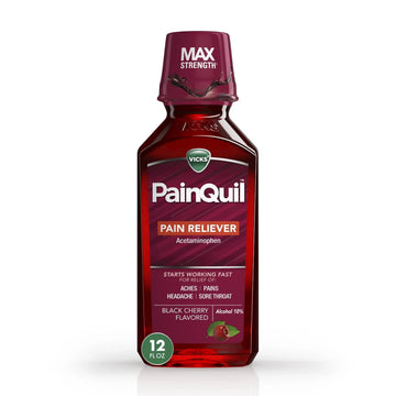 Vicks PainQuil Pain Relief Acetaminophen 1000mg Max Strength‡ Adult Pain Reliever Liquid 12oz, Backache Headache Relief, 1 Daytime Pain Reliever VicksAu supplements