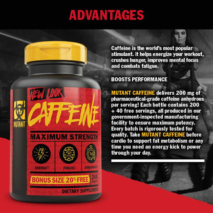 Mutant Caffeine - Pure, Restore Mental Alertness or Wakefulness When Fatigued MutantUS supplements