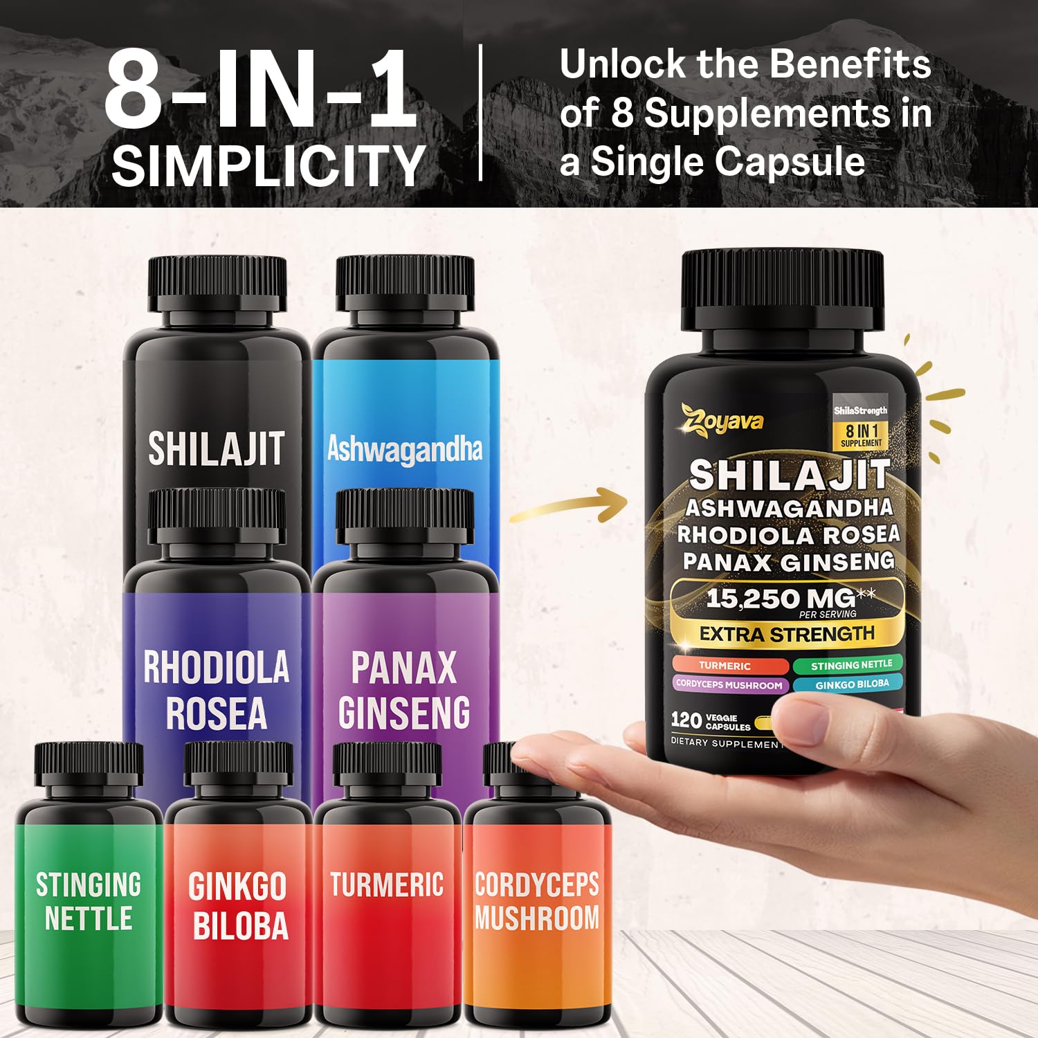 Zoyava Shilajit 9000MG Radiant Health Blend Ashwagandha 2000MG Rhodiola Rosea ZoyavaAu supplements