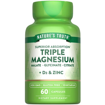 Nature's Truth Triple Magnesium Complex Supplement | 60 Capsules | Glycinate, Citrate & Malate | with D3 & Zinc | Vegetarian, Non-GMO, & Gluten Free Nature's TruthAu supplements
