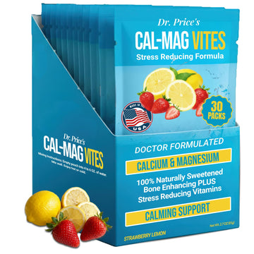 Dr. Price’s Cal-Mag Vites – Strawberry Lemon, 30 Packs | Calcium Magnesium Powder Packets + Vitamin D3, K & Boron | Calming Bone & Muscle Support for Kids & Adults | Doctor-Formulated, Made in USA Dr. Price's VitaminsAu supplements
