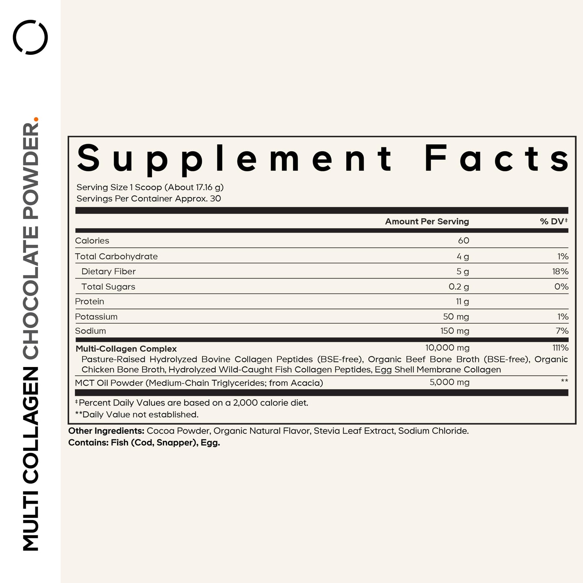 Codeage Multi Collagen Chocolate Protein Powder - Hydrolyzed Bovine Collagen Peptides, 5 Collagen Types & MCT Oil - Collagen Creamer, Chocolate Collagen Peptides - Protein Shakes - Non-GMO - 18.17 oz CodeageAu supplements