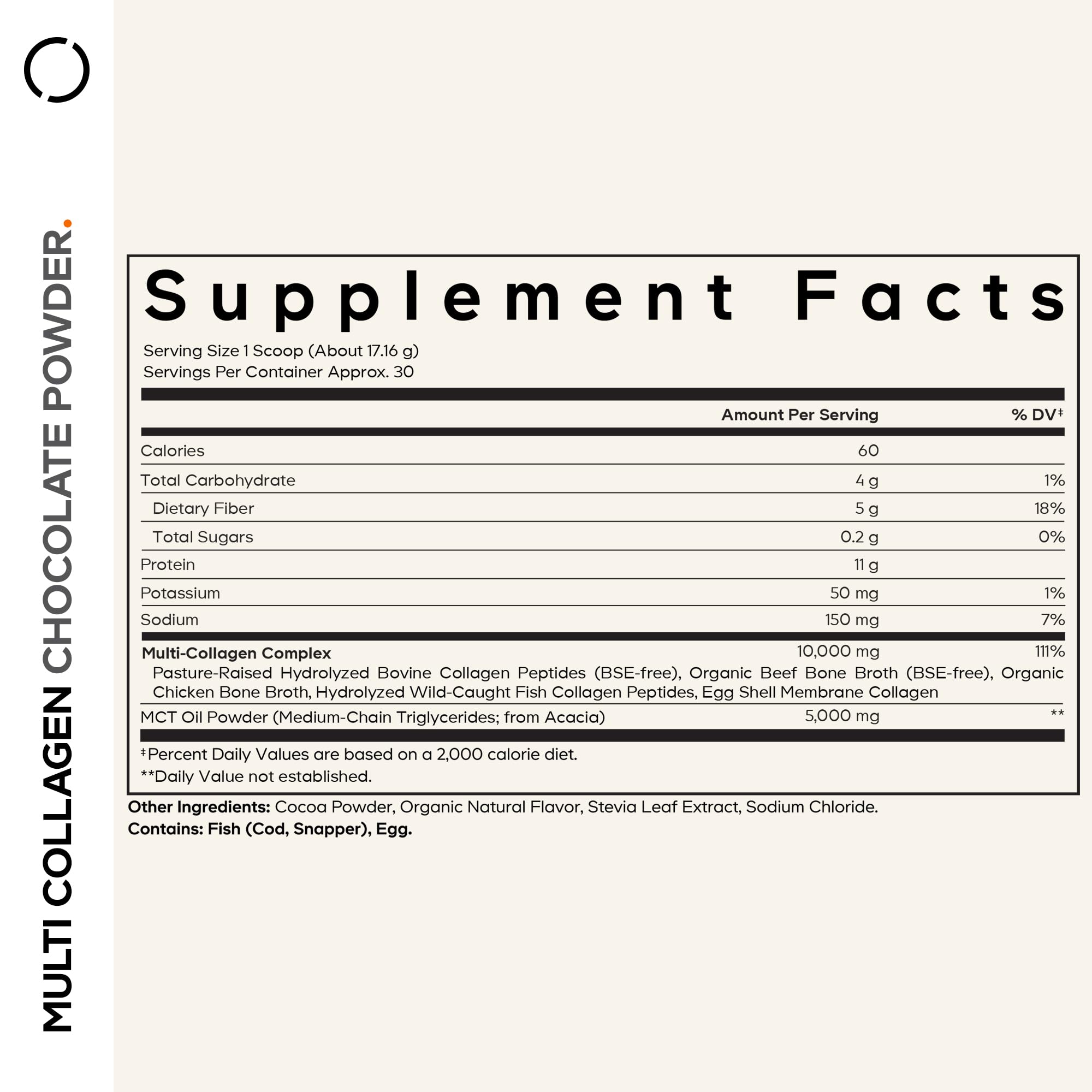 Codeage Multi Collagen Chocolate Protein Powder - Hydrolyzed Bovine Collagen Peptides, 5 Collagen Types & MCT Oil - Collagen Creamer, Chocolate Collagen Peptides - Protein Shakes - Non-GMO - 18.17 oz CodeageAu supplements