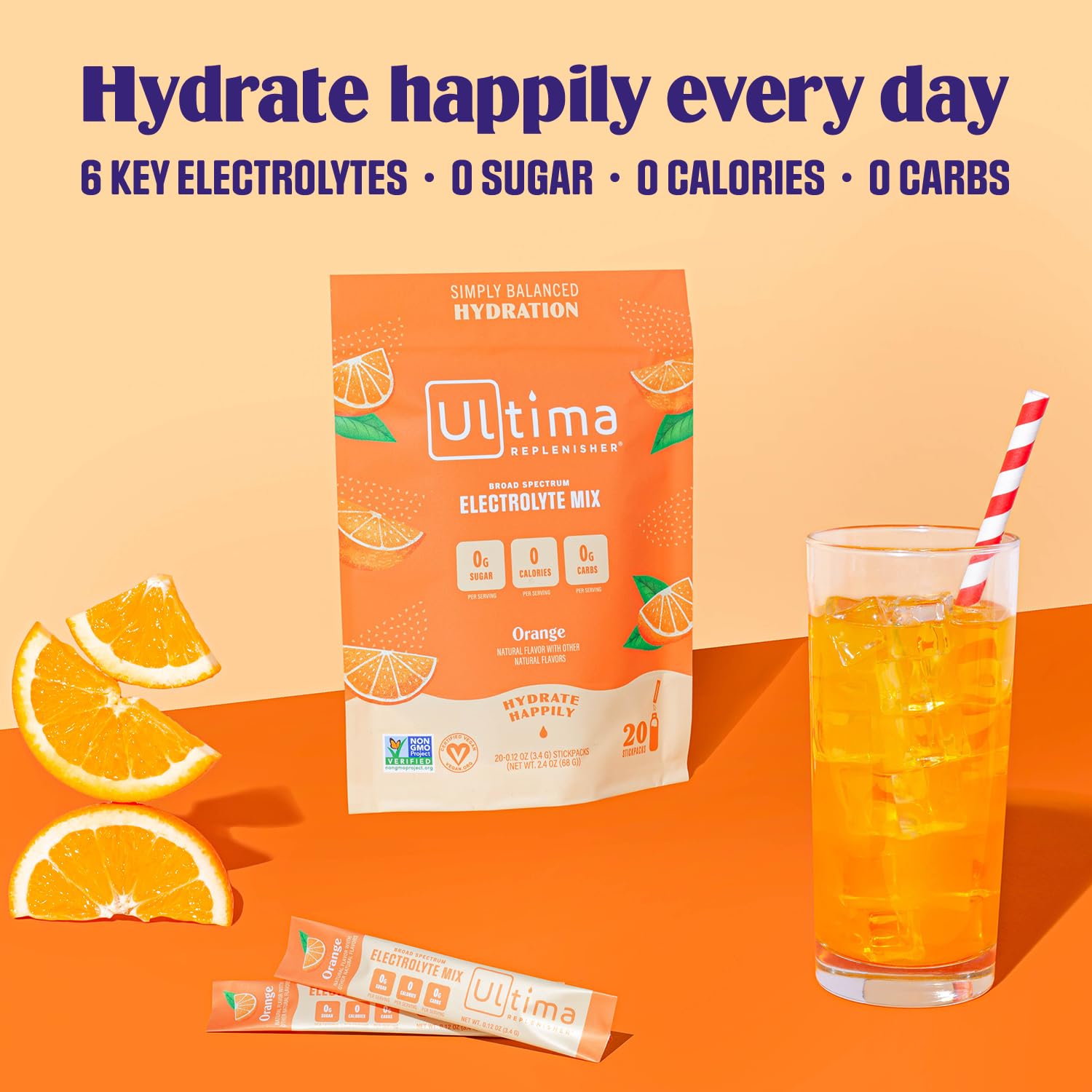 Ultima Replenisher Daily Electrolyte Drink Mix – Orange, 20 Stickpacks – Hydration Ultima ReplenisherAu supplements