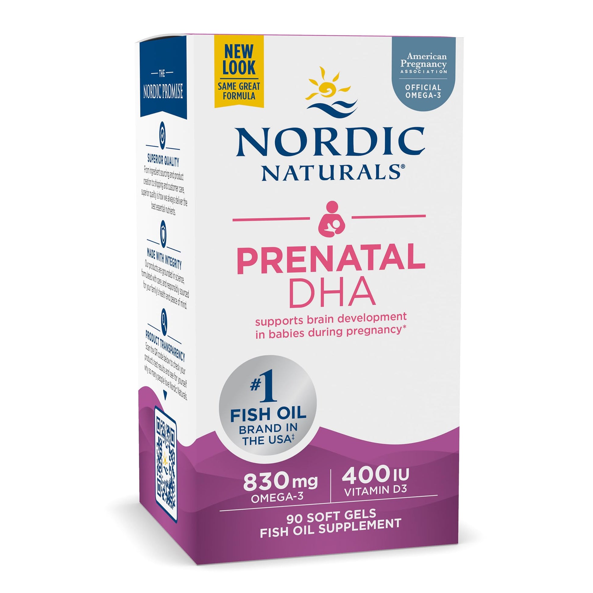 Nordic Naturals Prenatal DHA, Unflavored - 830 mg Omega-3 + 400 IU Vitamin D3 - 90 Soft Gels - Supports Brain Development in Babies During Pregnancy & Lactation - Non-GMO - 45 Servings Nordic NaturalsAu supplements